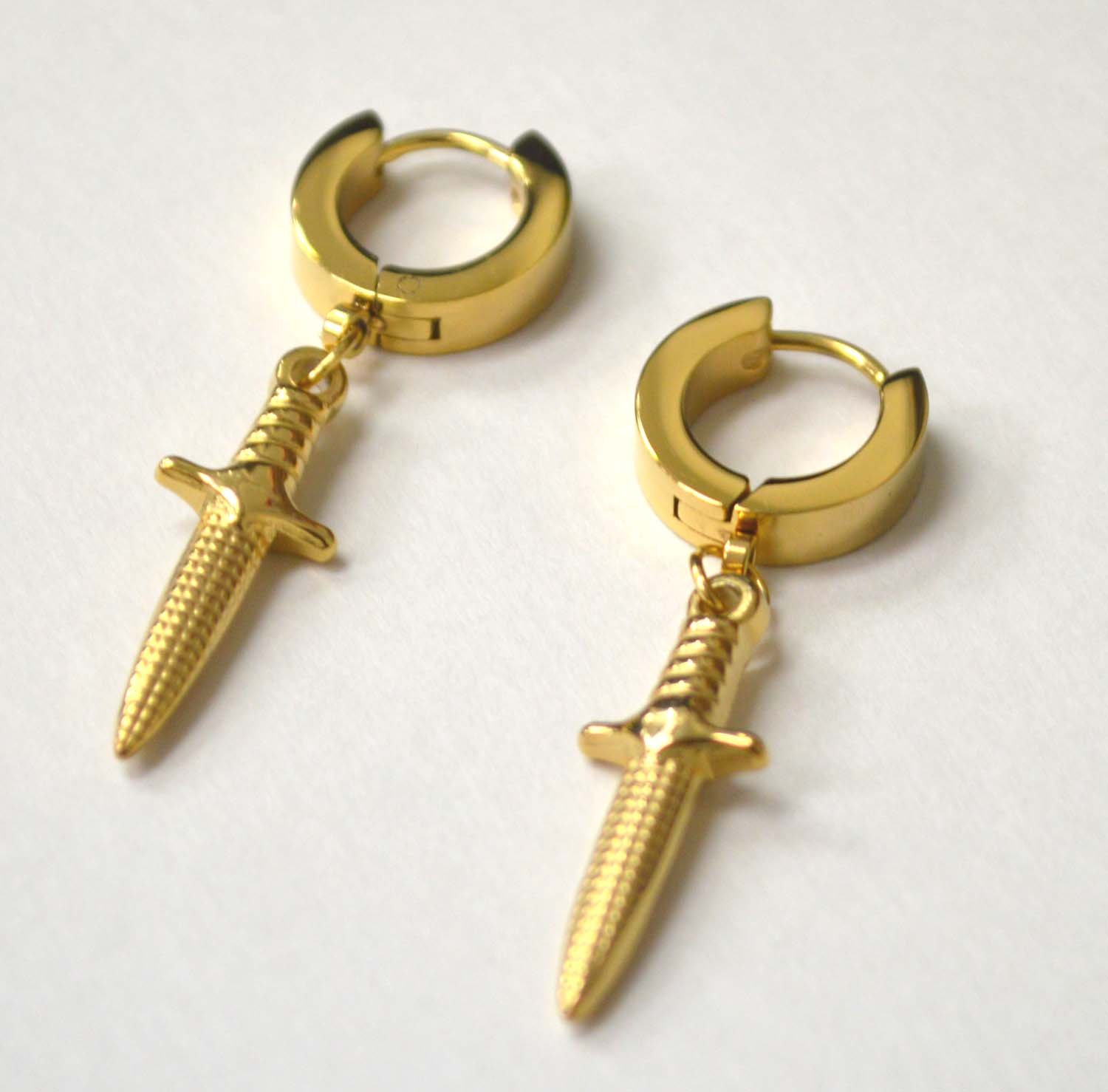 Dagger Huggies Earring Gold Plated 83-771G