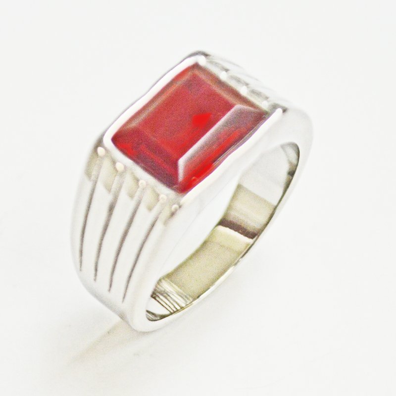 Red Stone Ring Stainless Steel Ring  81-1237S-Red