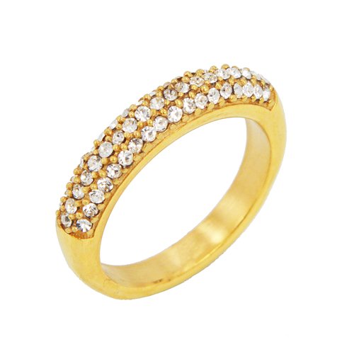 GOLD TRIPLE ROW CZ RING  81-767G