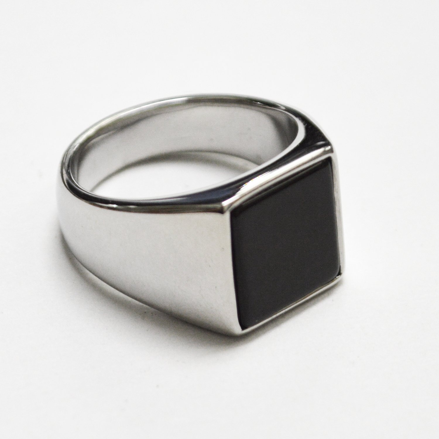 Black Stone Stainless Steel Ring 81-1414S