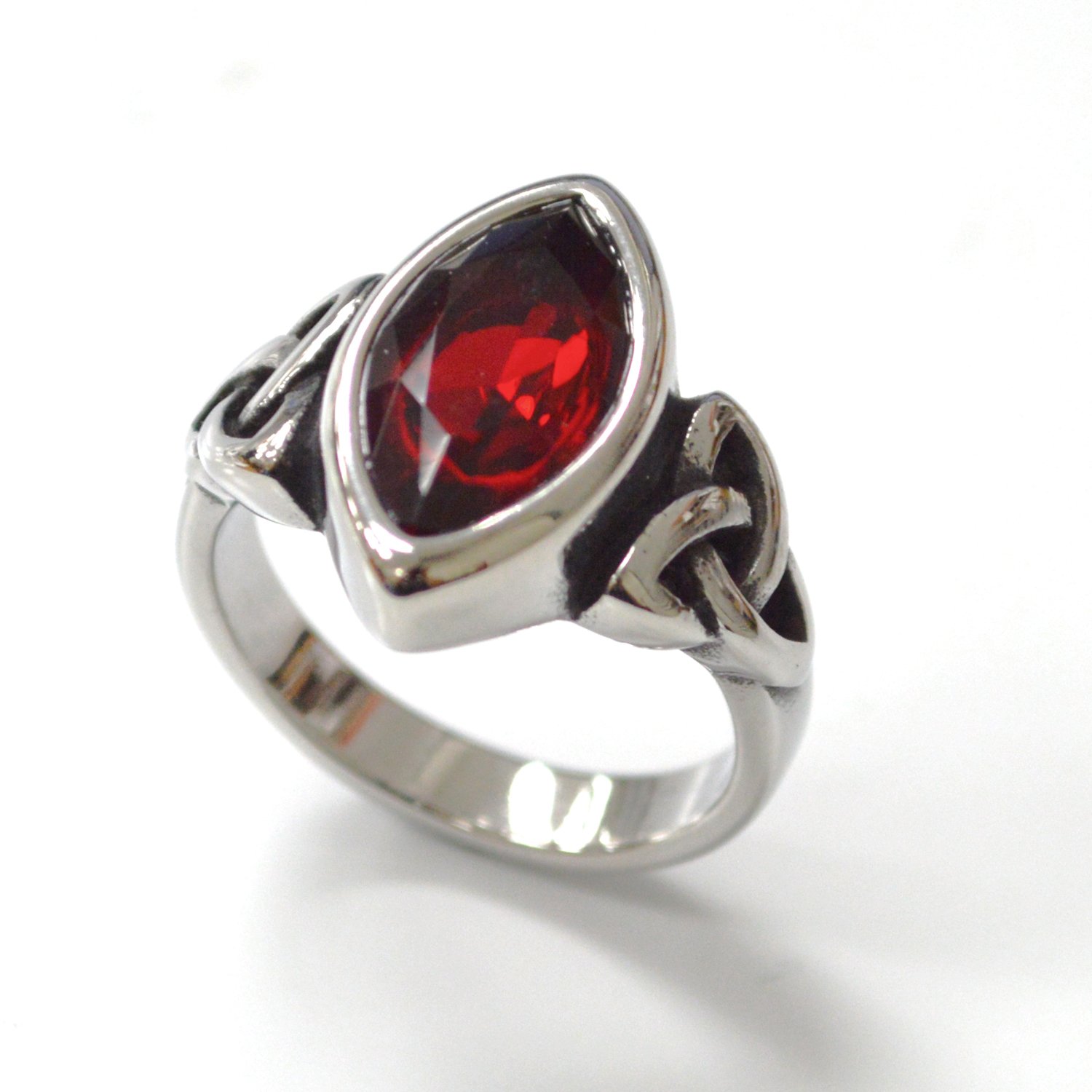 Red Stone Stainless Steel Ring 81-1676Red