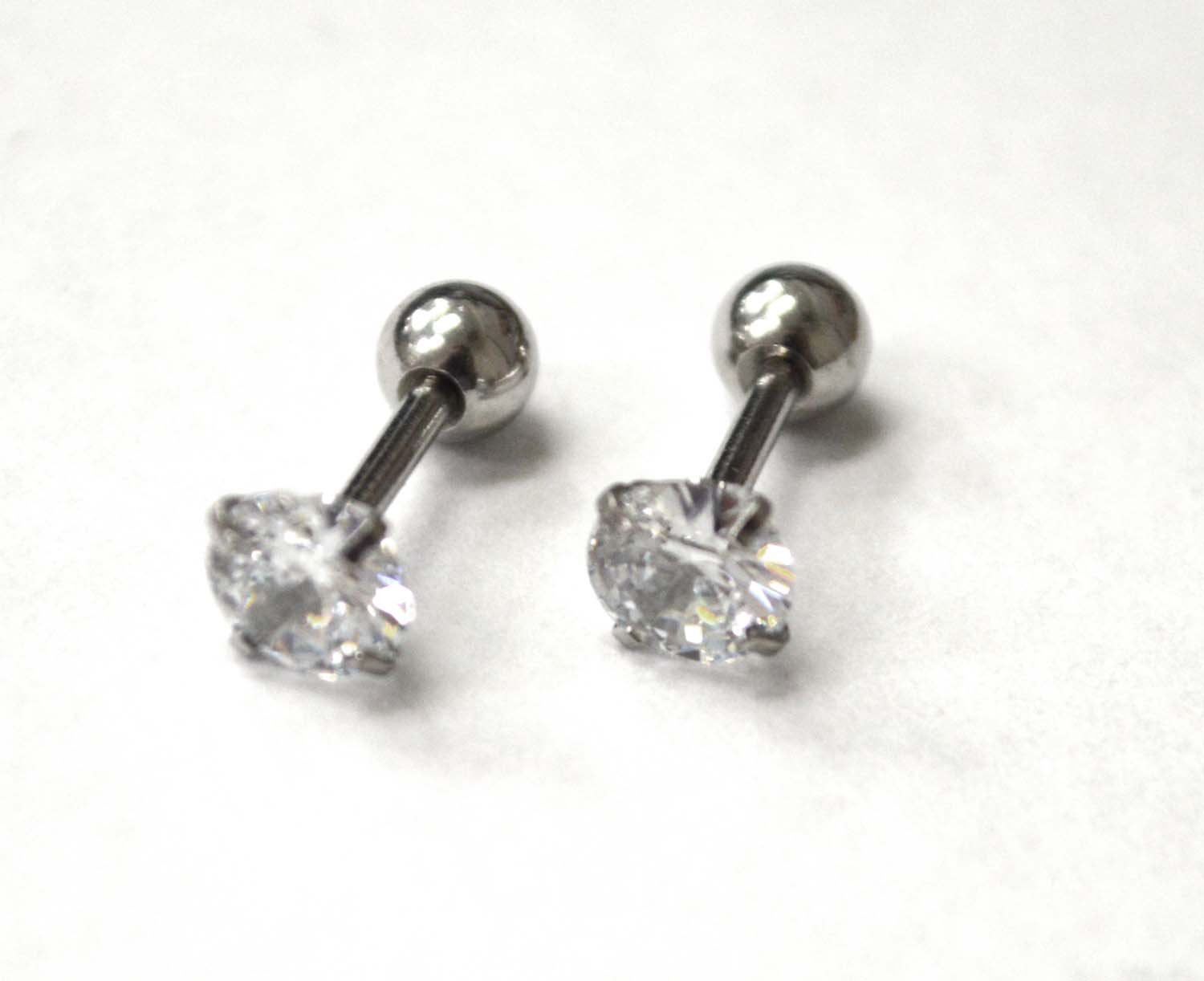 Screw Back CZ Stud Earrings (5mm)83-818-1