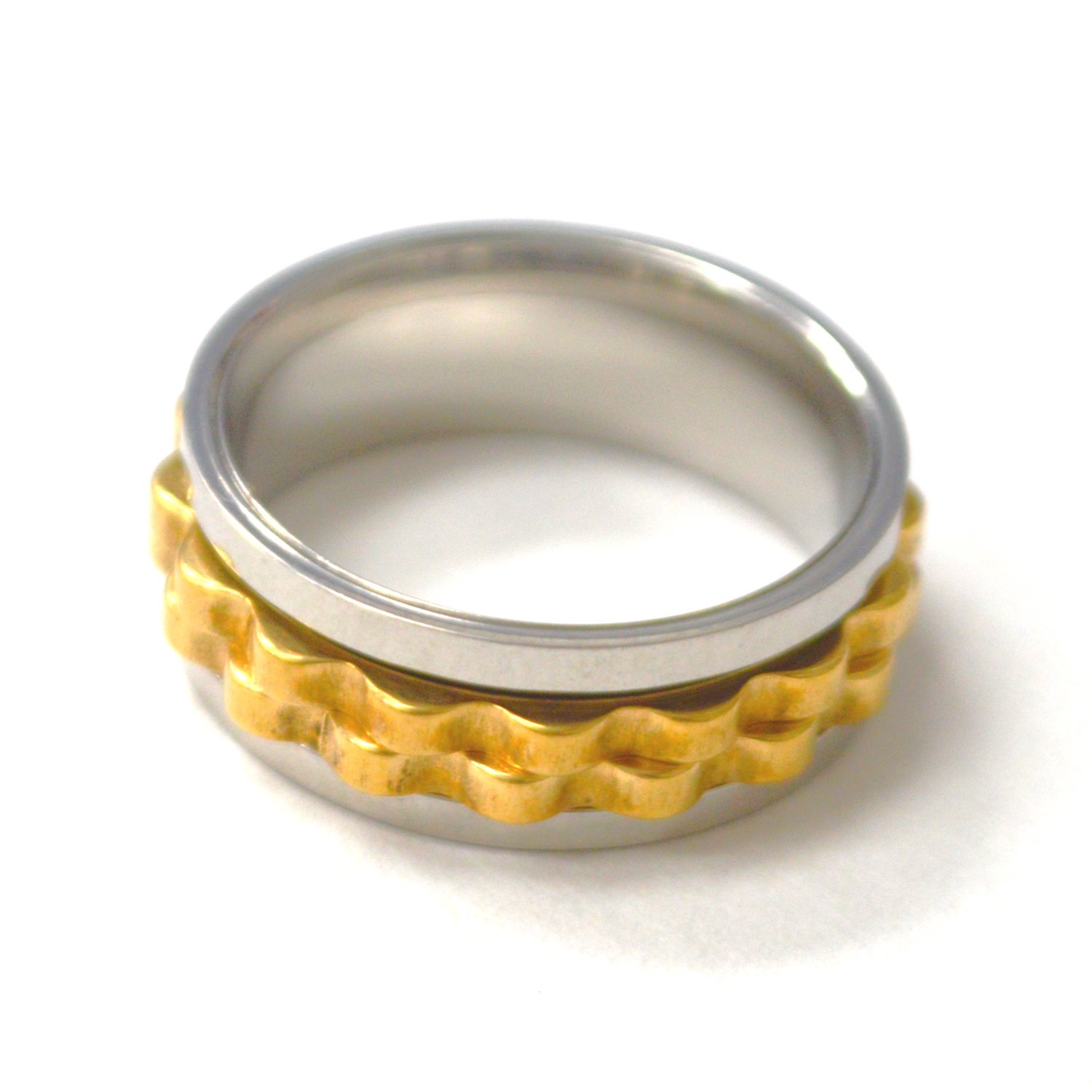 Spinner Gear 2 Tone Gold Plated Ring 81-1721-2TG