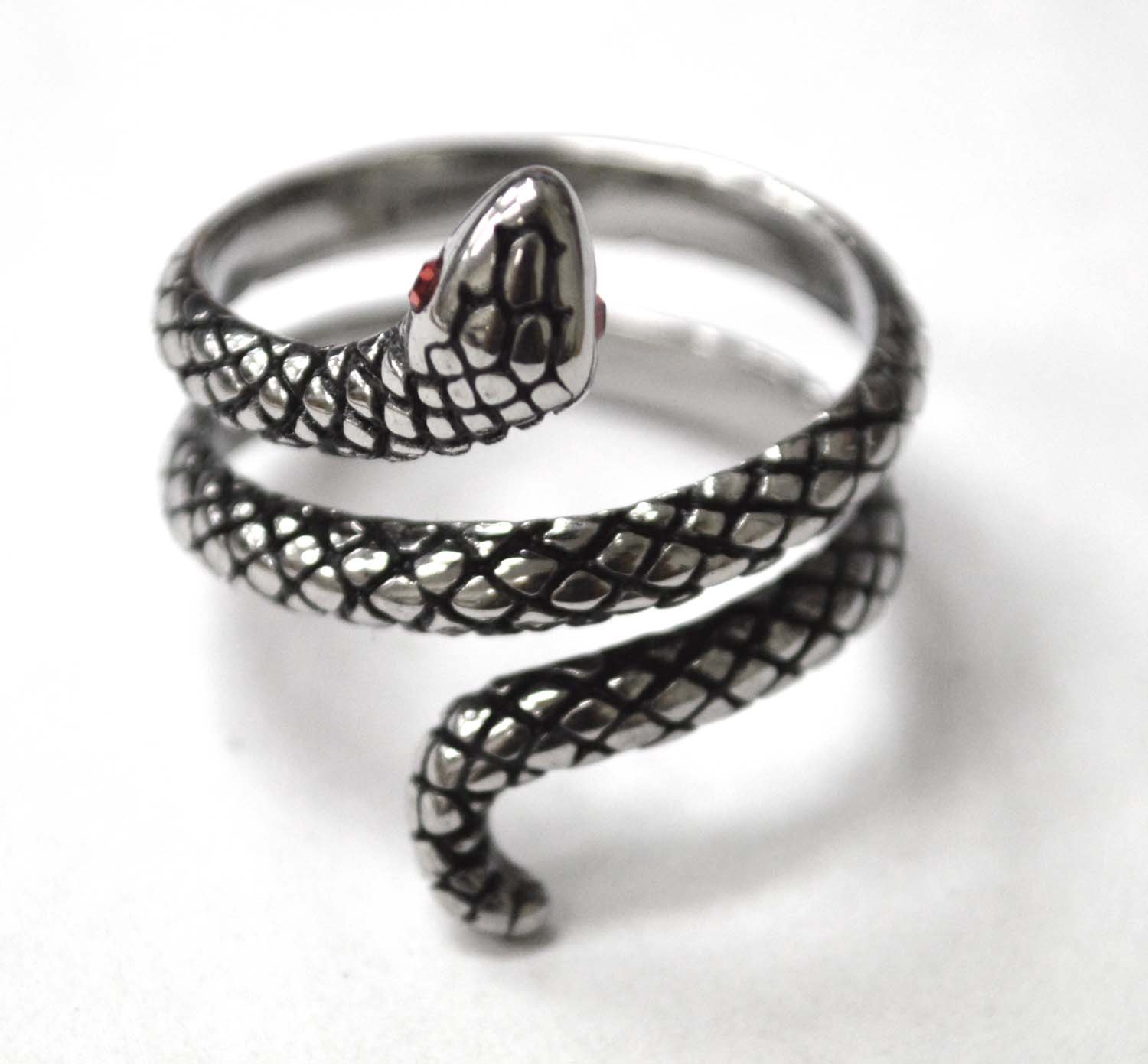 Snake Stainless Steel Ring 81-1339S-1-Red