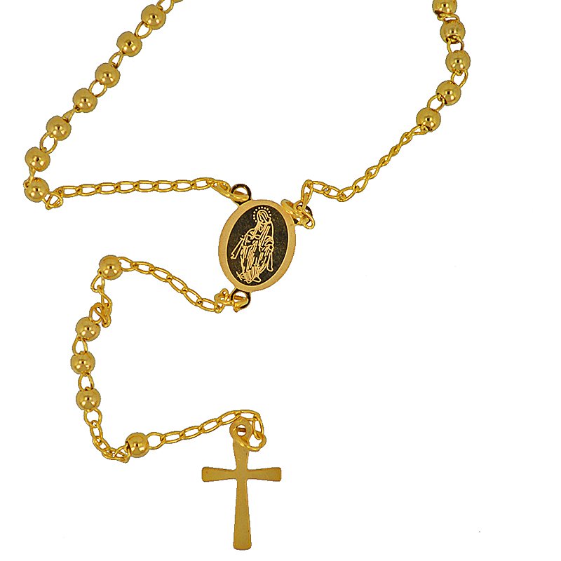 3MM GOLD IP PLATED ROSARY 87-24G