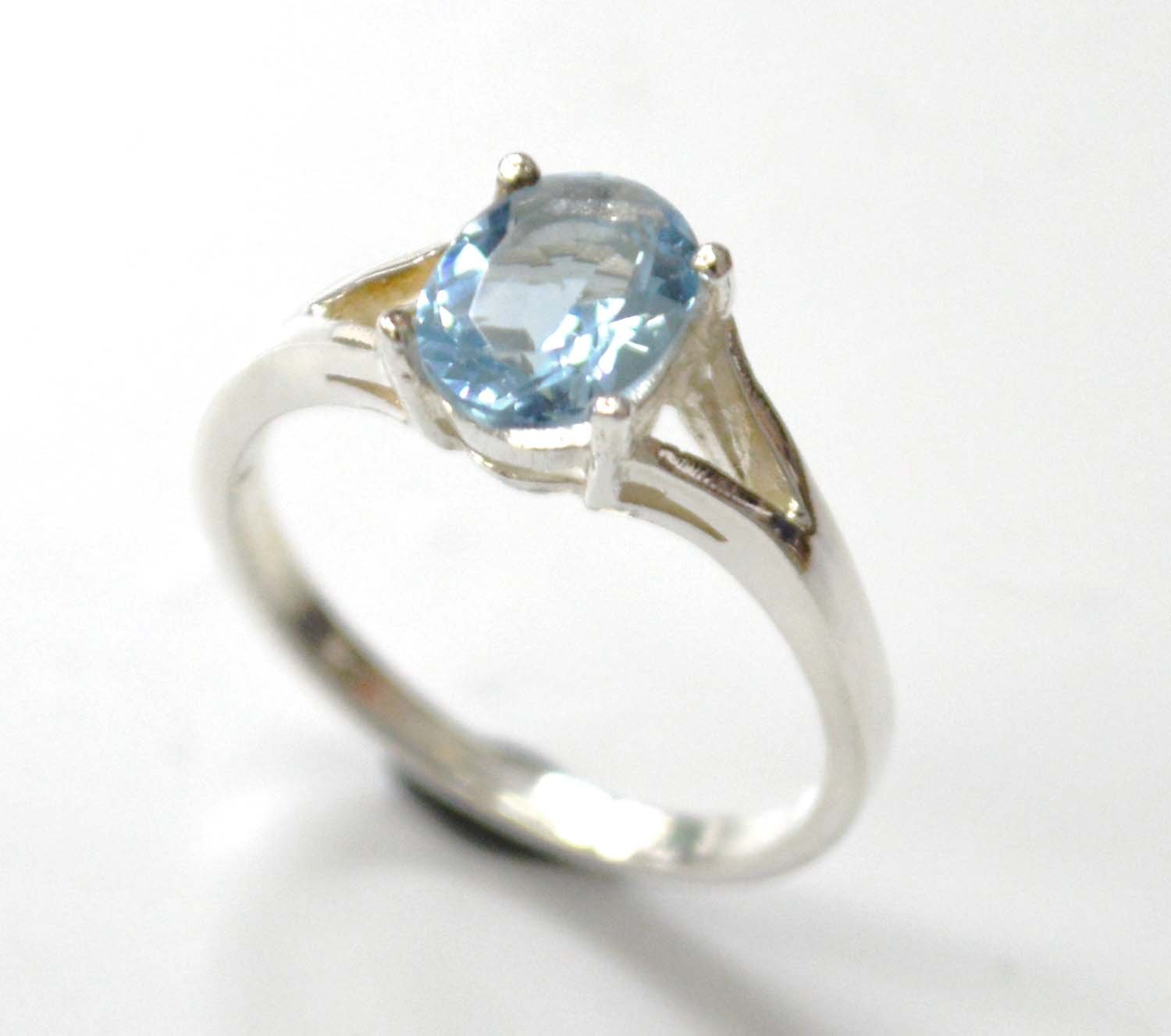 CZ Stone Ring Sterling Silver 51-2099 Blue