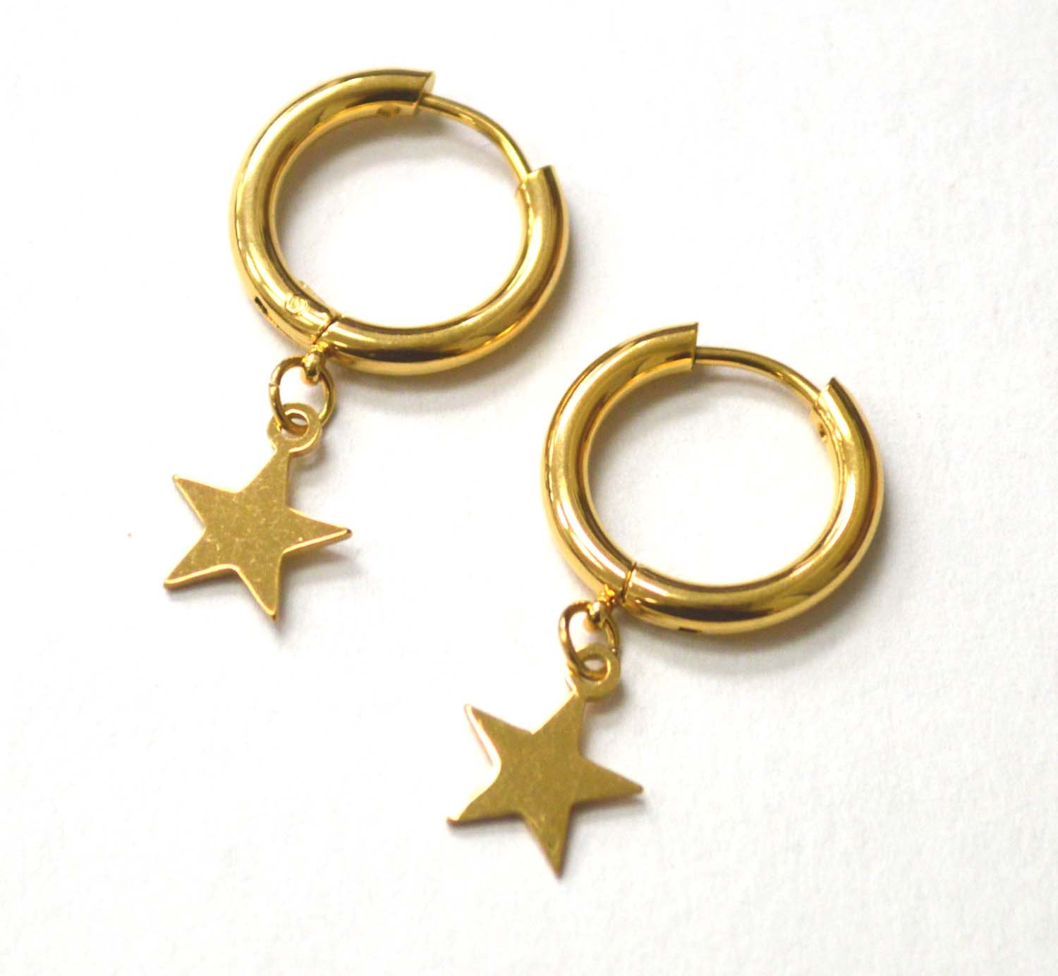 Hoops Earring with Star Gold Plated 83-836G