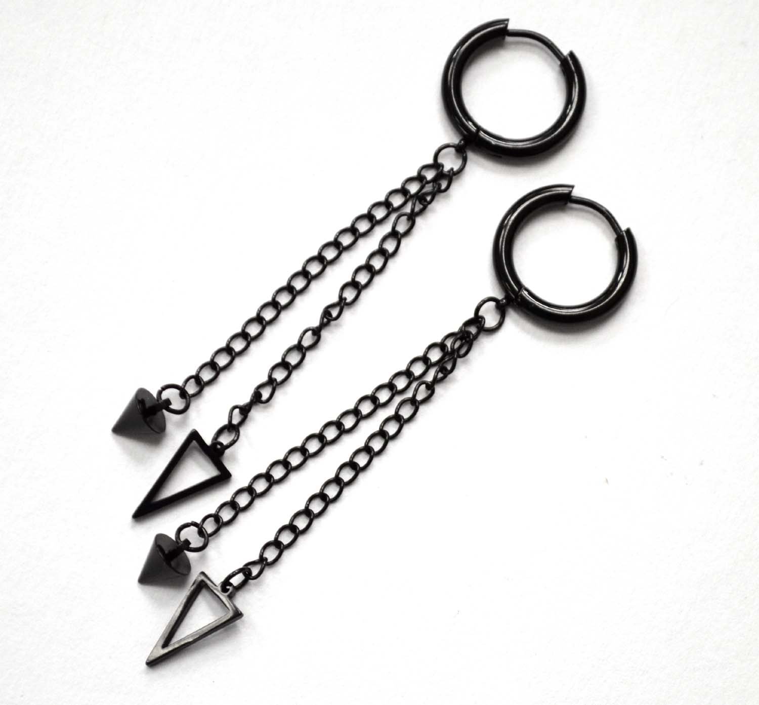 Black Plated Dangling Earring 83-832B
