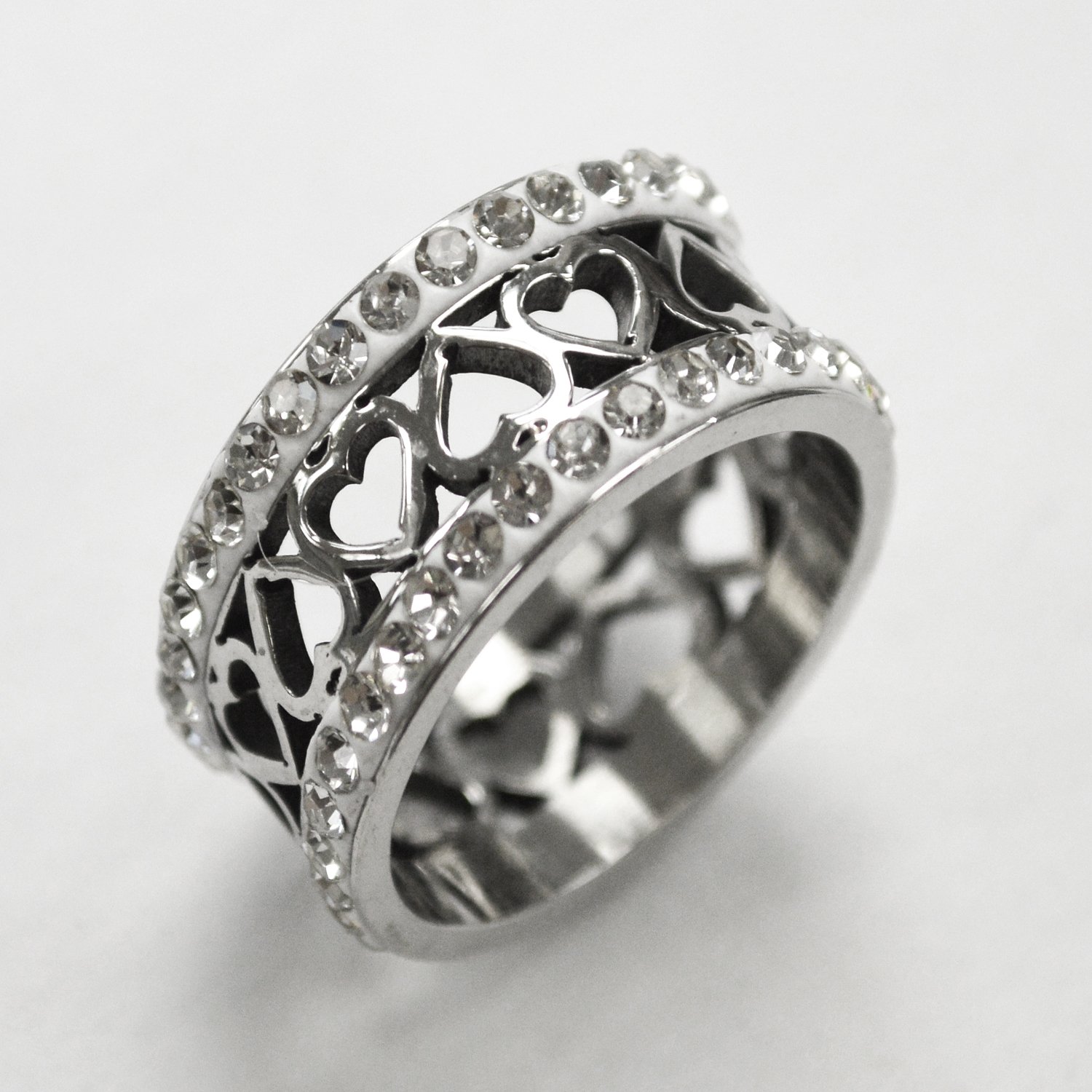 Stone Heart Stainless Steel Ring  81-1425