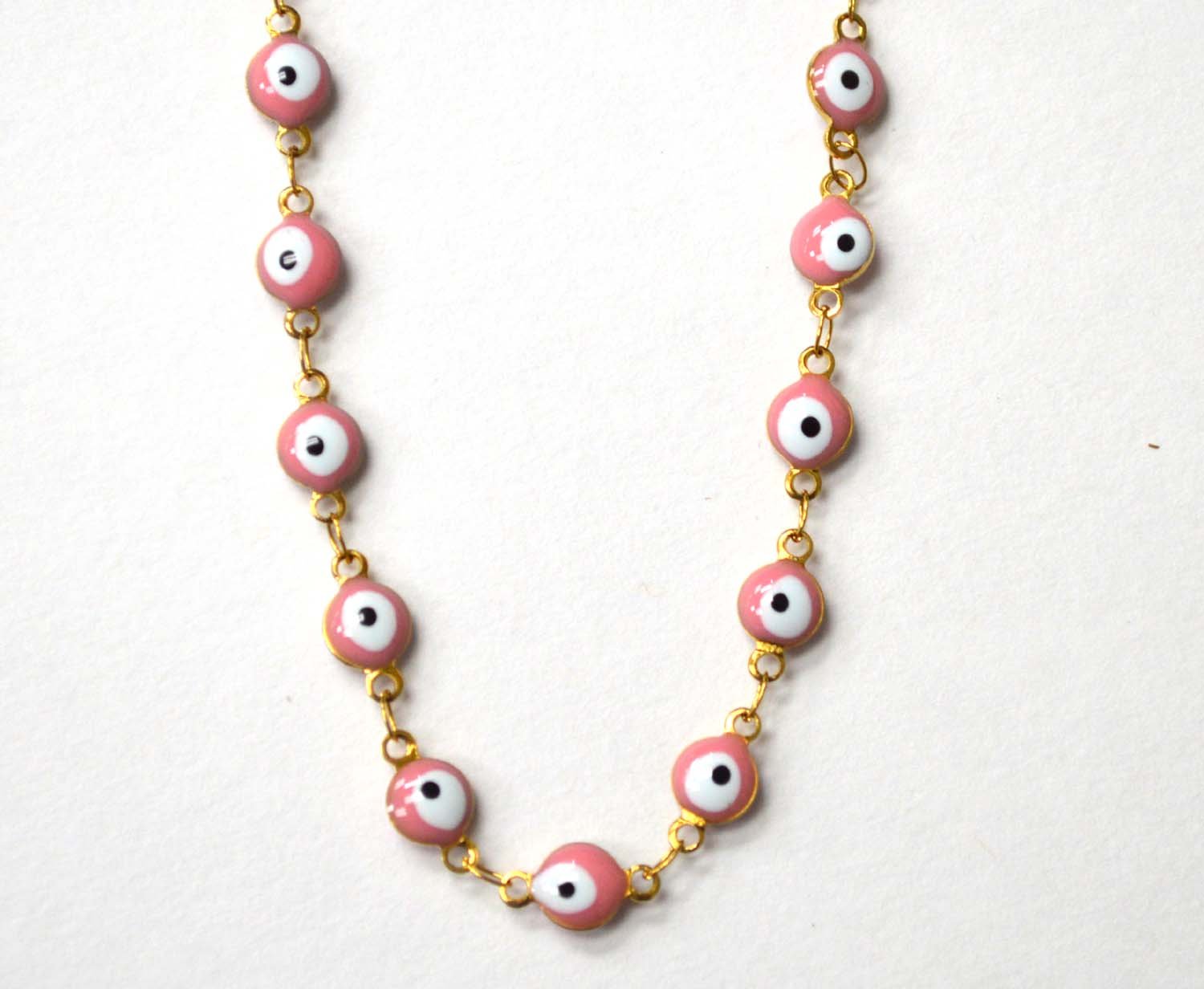 Eye Gold IP Plated Necklace 85-1815G-Pink