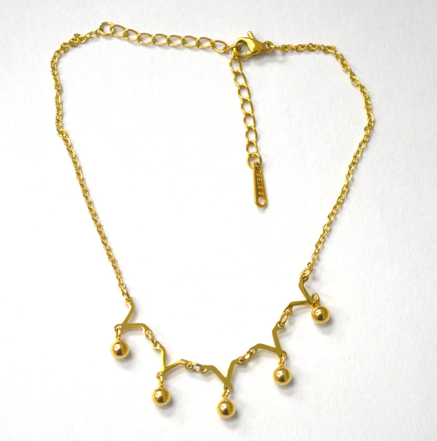 Dangling Beads Gold IP Plated Anklet 82-235G
