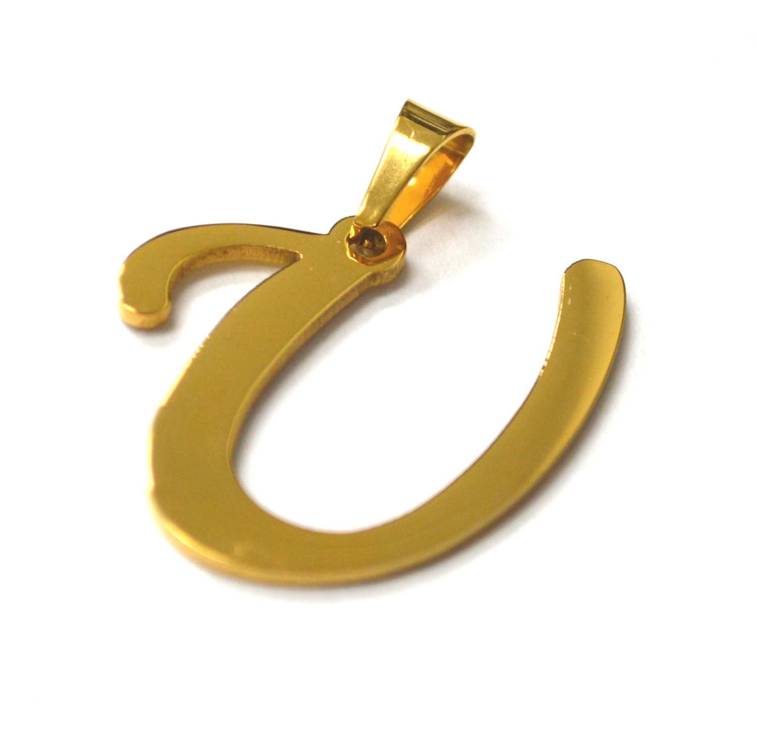U Initial Gold IP Plated Pendant