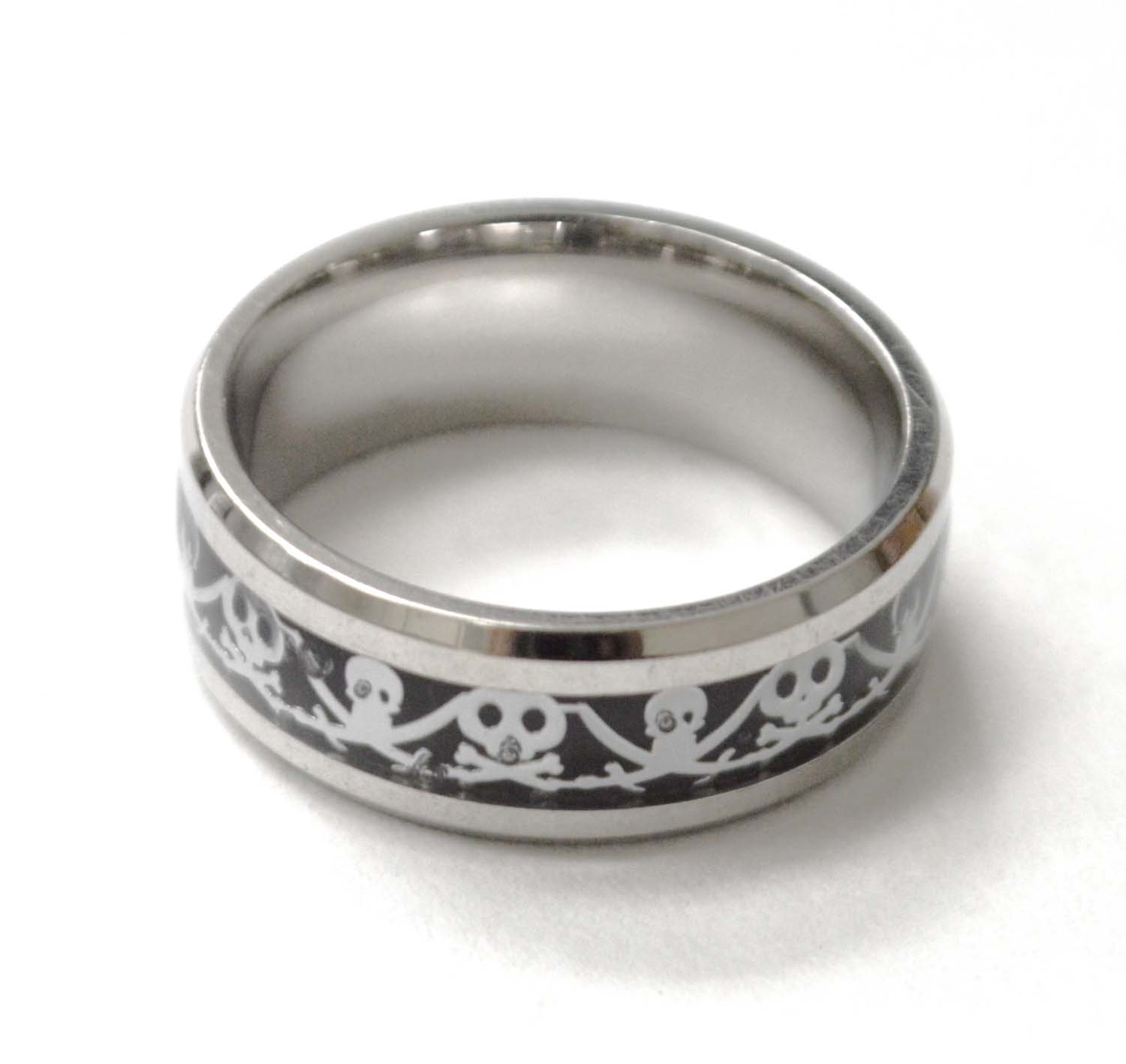 Crossbone Skull 2 Tone Black Plated Ring 81-1549B