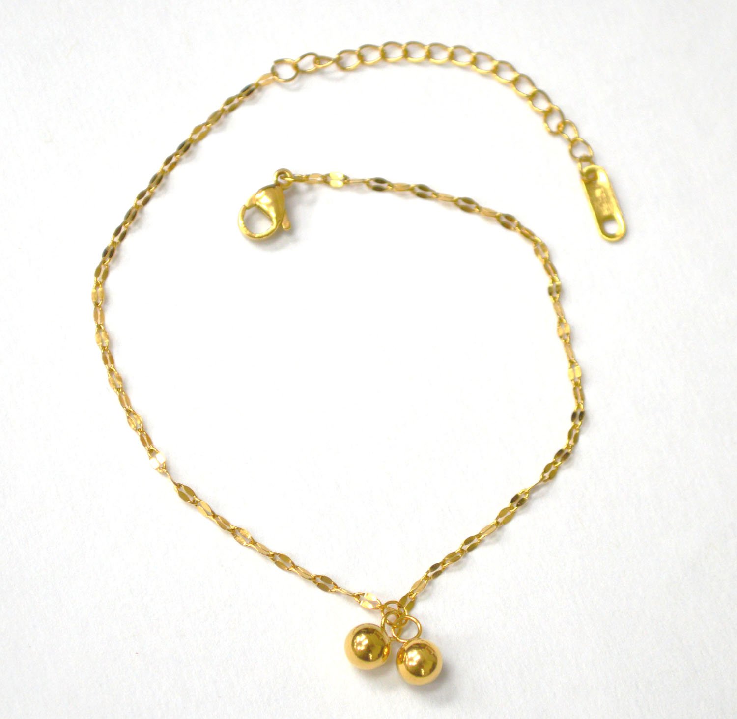 2 Balls Gold IP Plated Anklet 82-249G