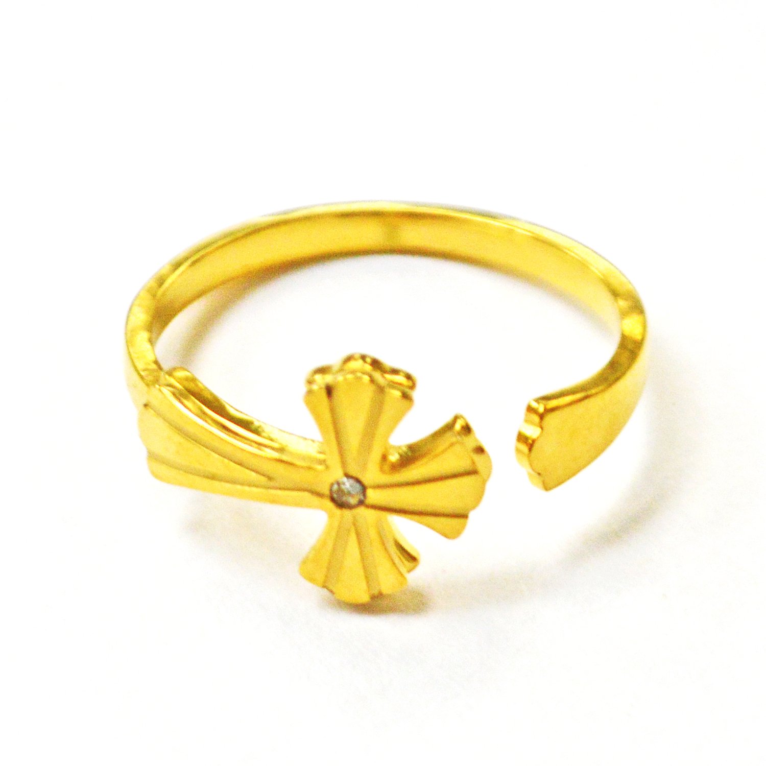 CROSS GOLD IP PLATE RING ((9x14mm) 81-1334G