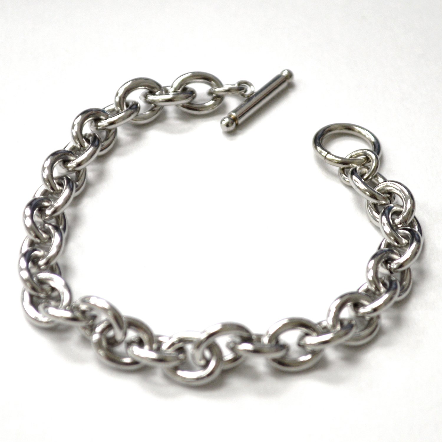 Oval Link Stainless Steel Bracelet with Toggle Lock 84-1998S