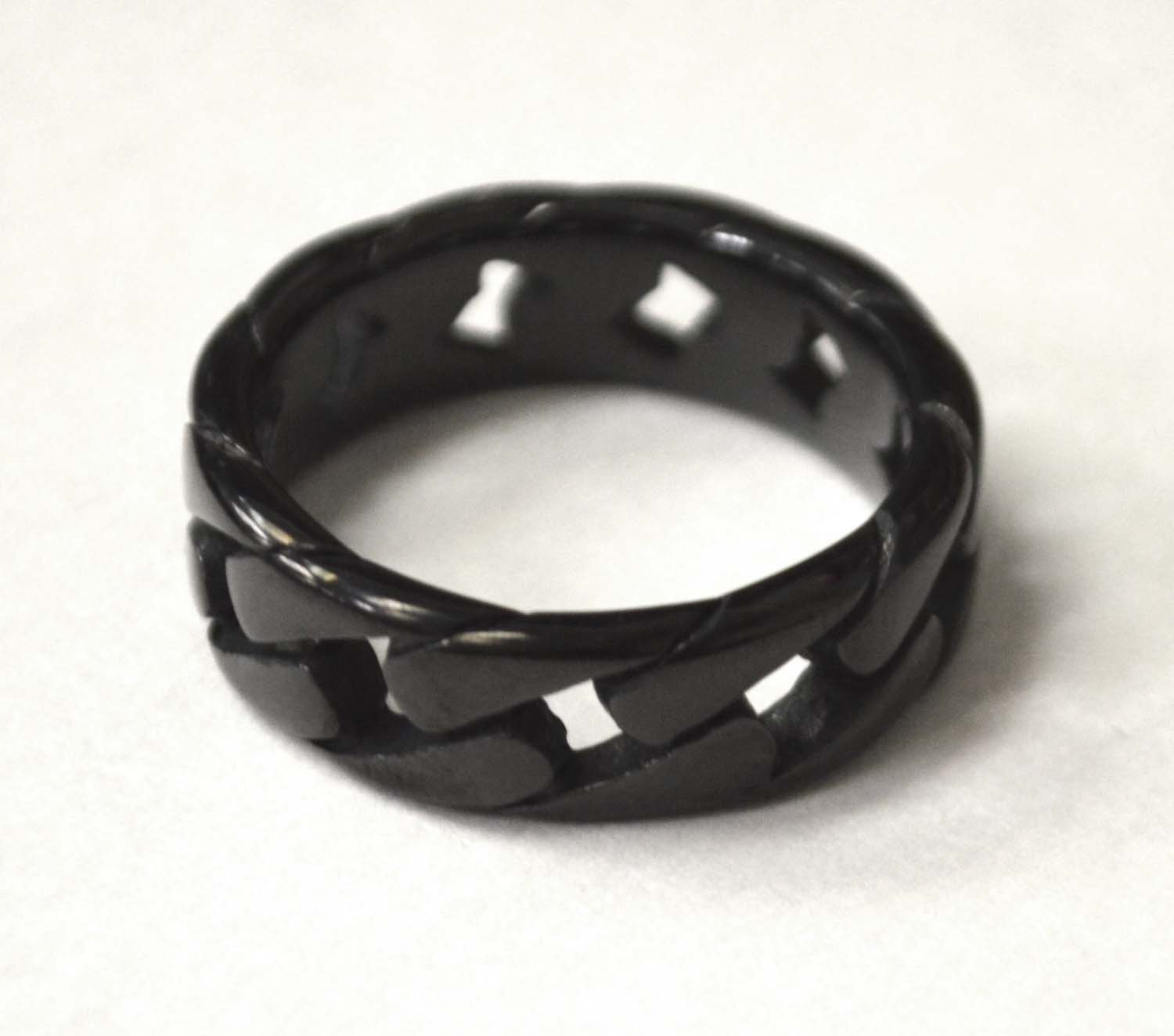 7mm Curb Link Black Plated Ring 81-800B-7