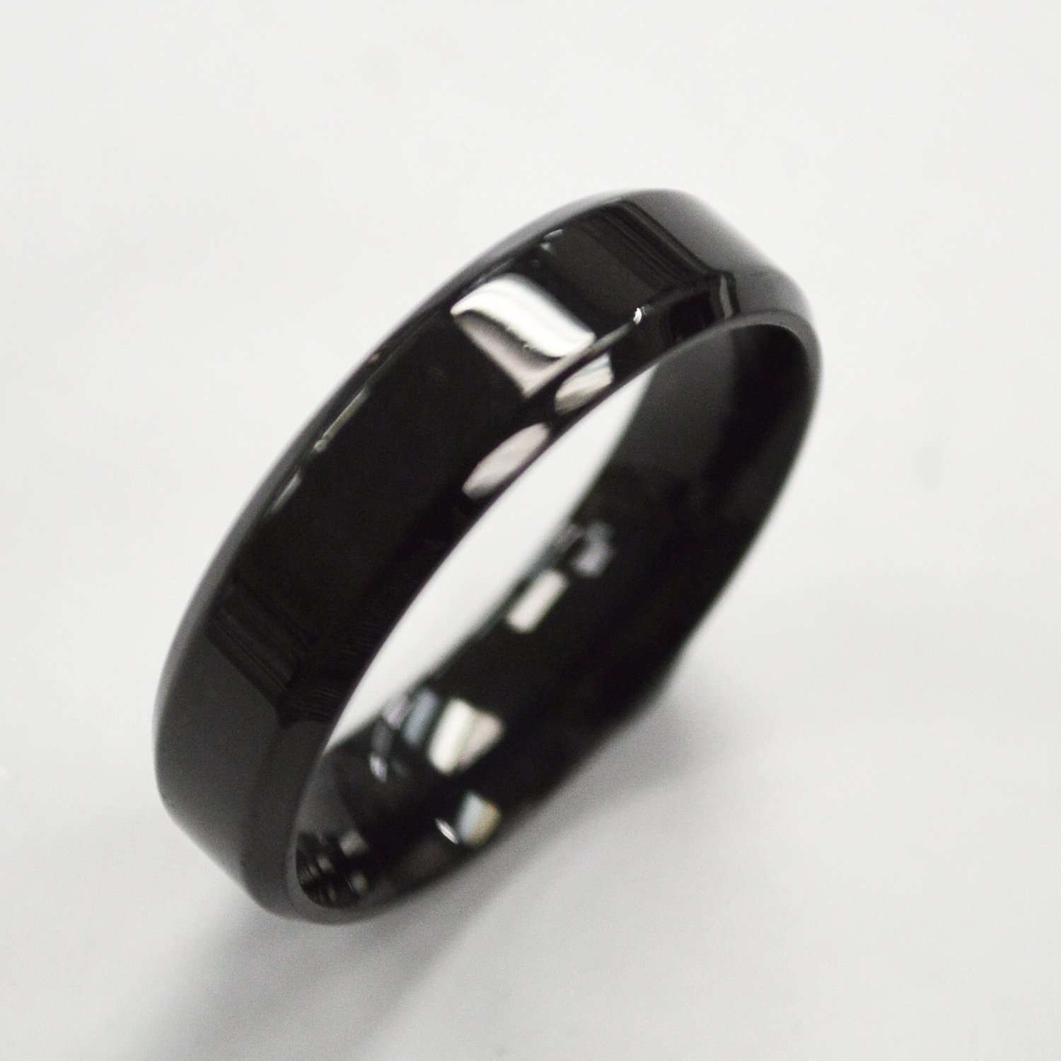 6mm Black Plated Shiny Finish Bevel Ring 81-1353B-6