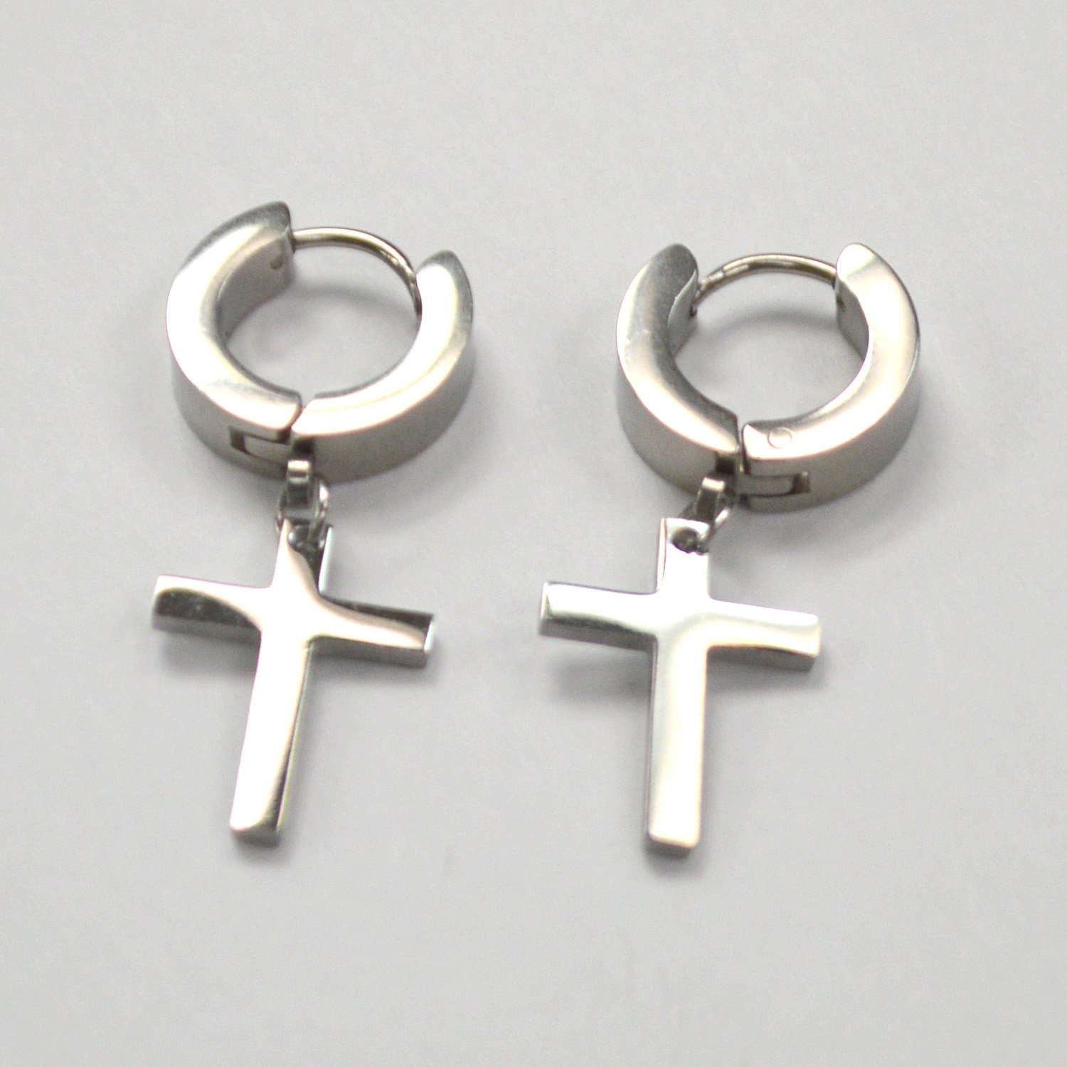 Dangling Cross Huggies Earrings 83-626S-3