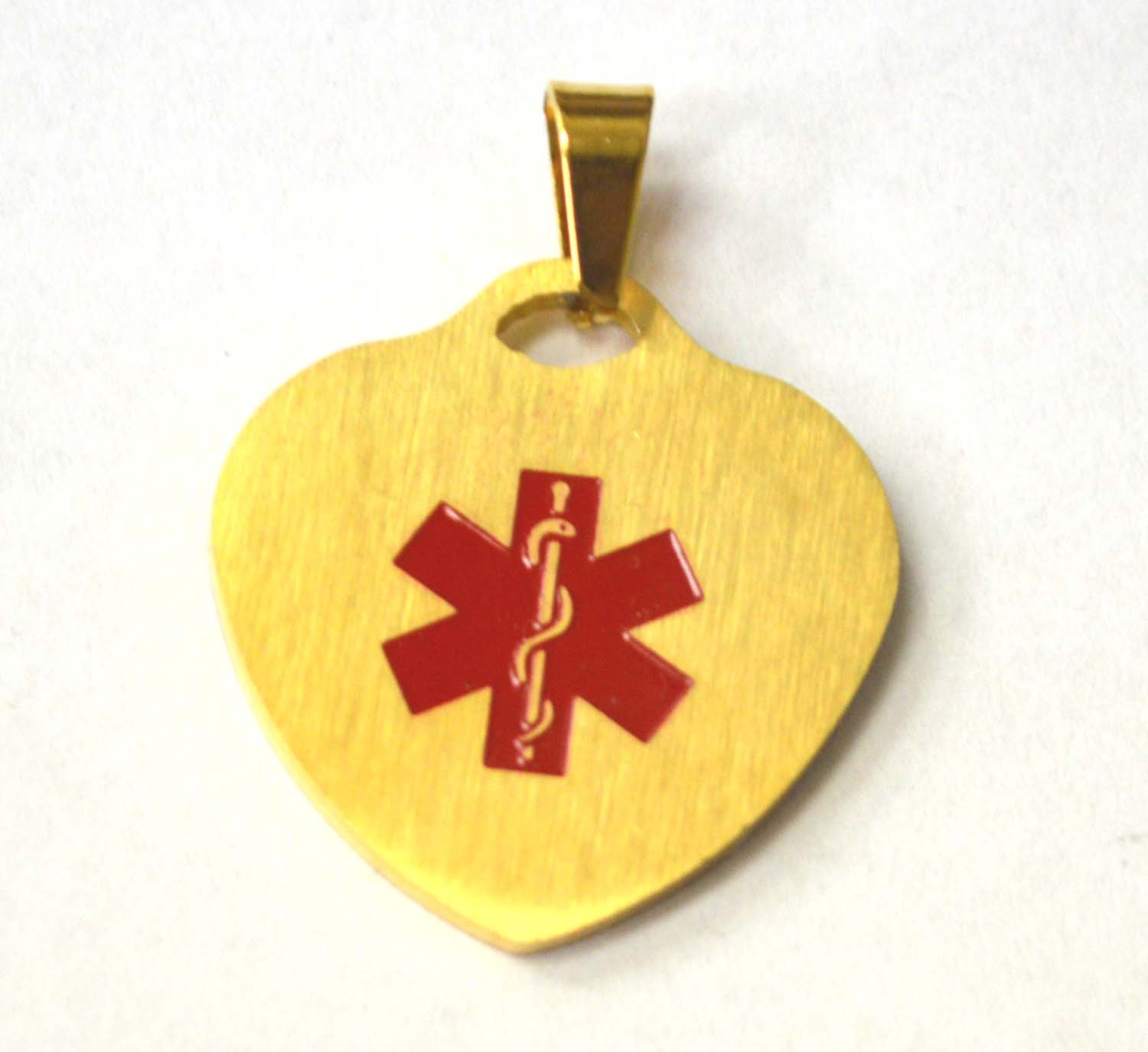Heart Medical Tag Gold Plated Pendant 86-2404G