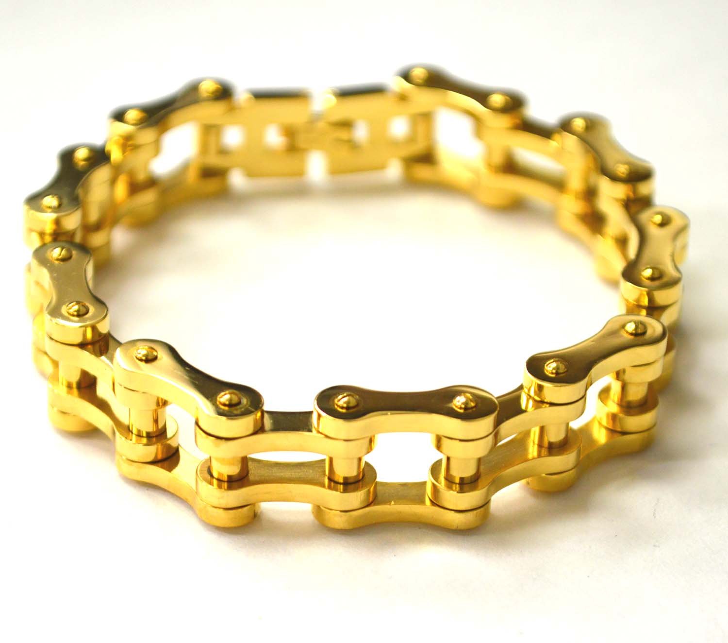 15mm Bicycle Link Gold Plated Bracelet 84-1356G-15