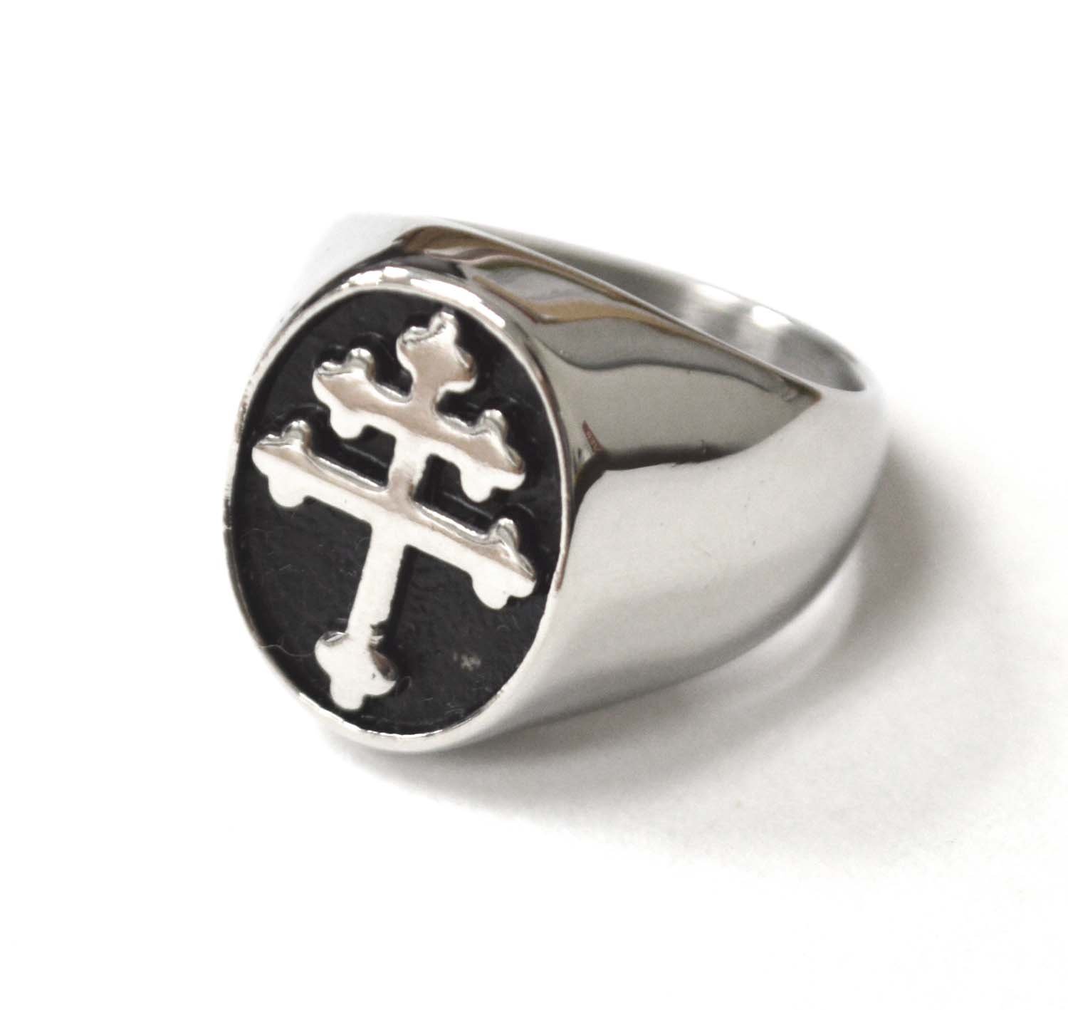 Patriarchal Cross Stainless Steel Ring 81-1570
