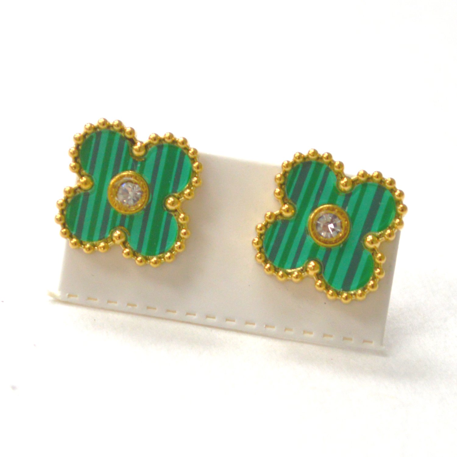 Designer's Inspired Gold IP Plated Earrings 83-966G Green
