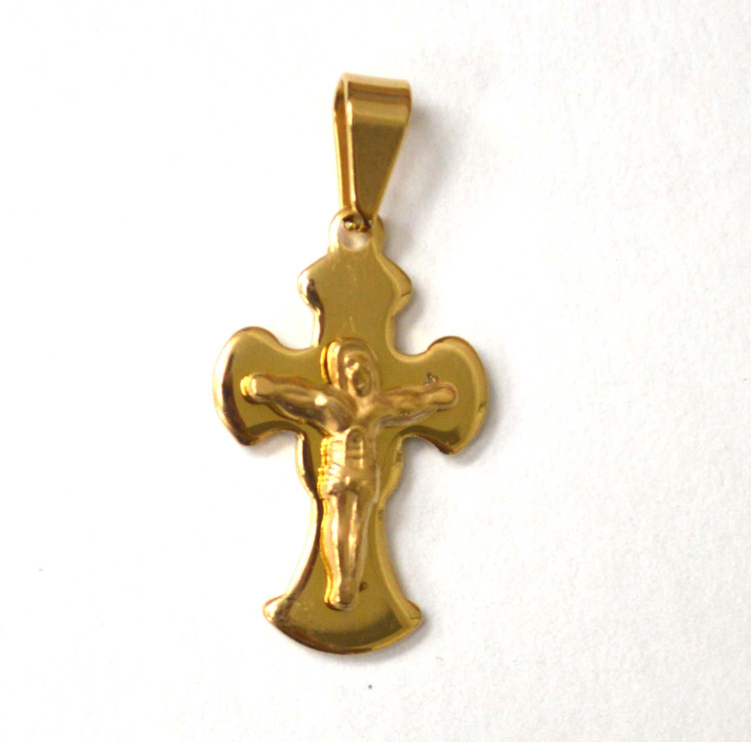 Crucifix Cross Gold IP Plated Pendant 86-2527G