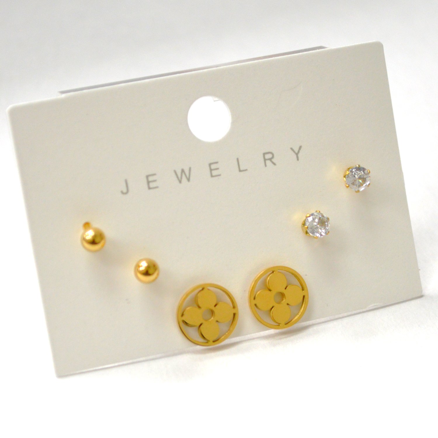 Set Gold Plated Studs Earrings 83-922G