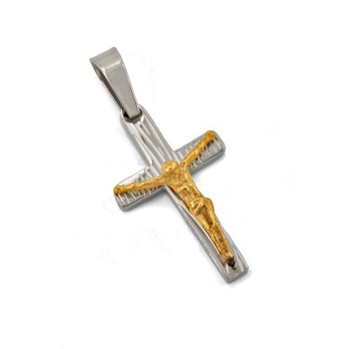 2 Tone Crucifix Cross Pendant 86-940-2T