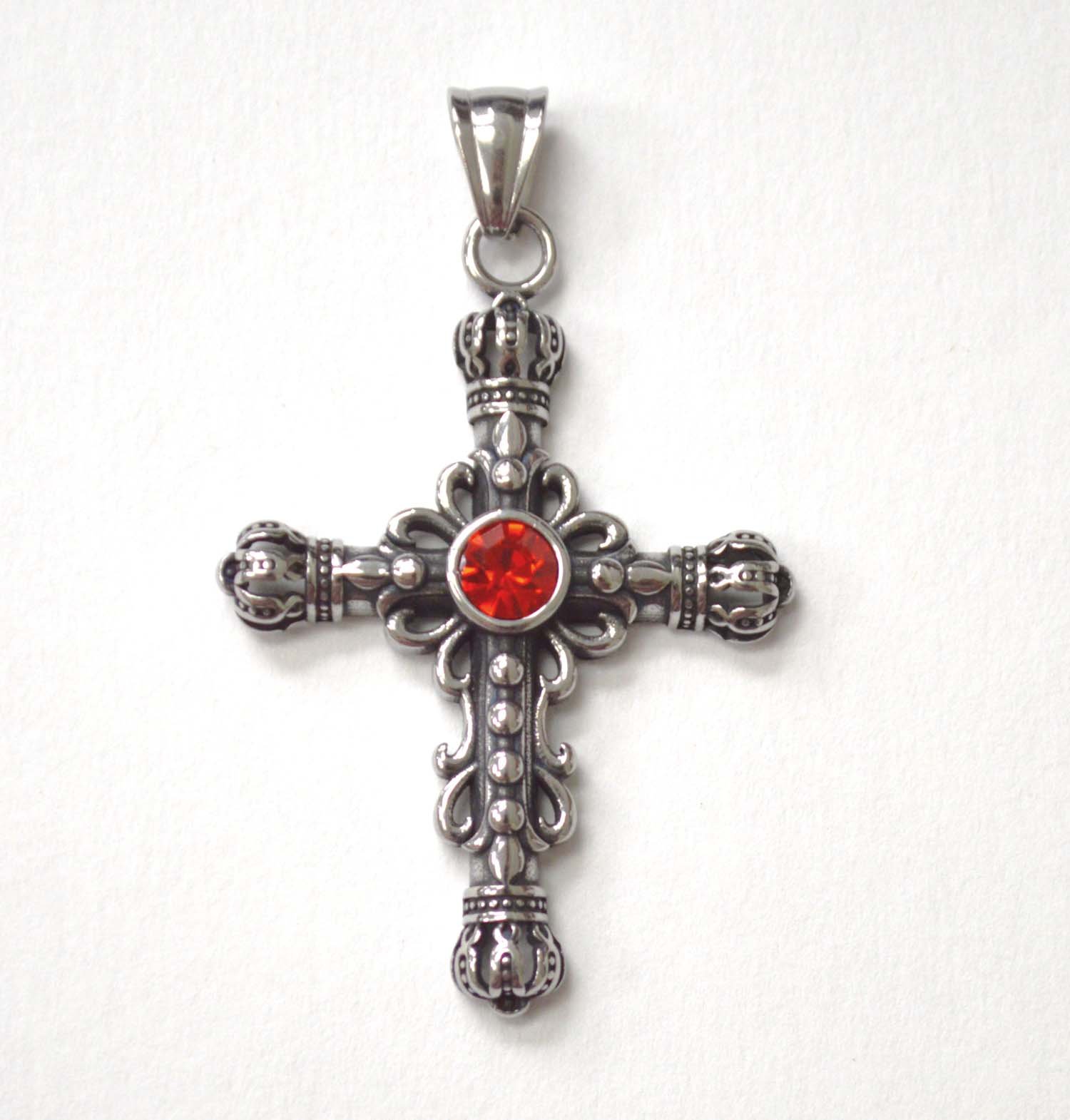 Cross with Stone Stainless Steel Pendant 86-2476