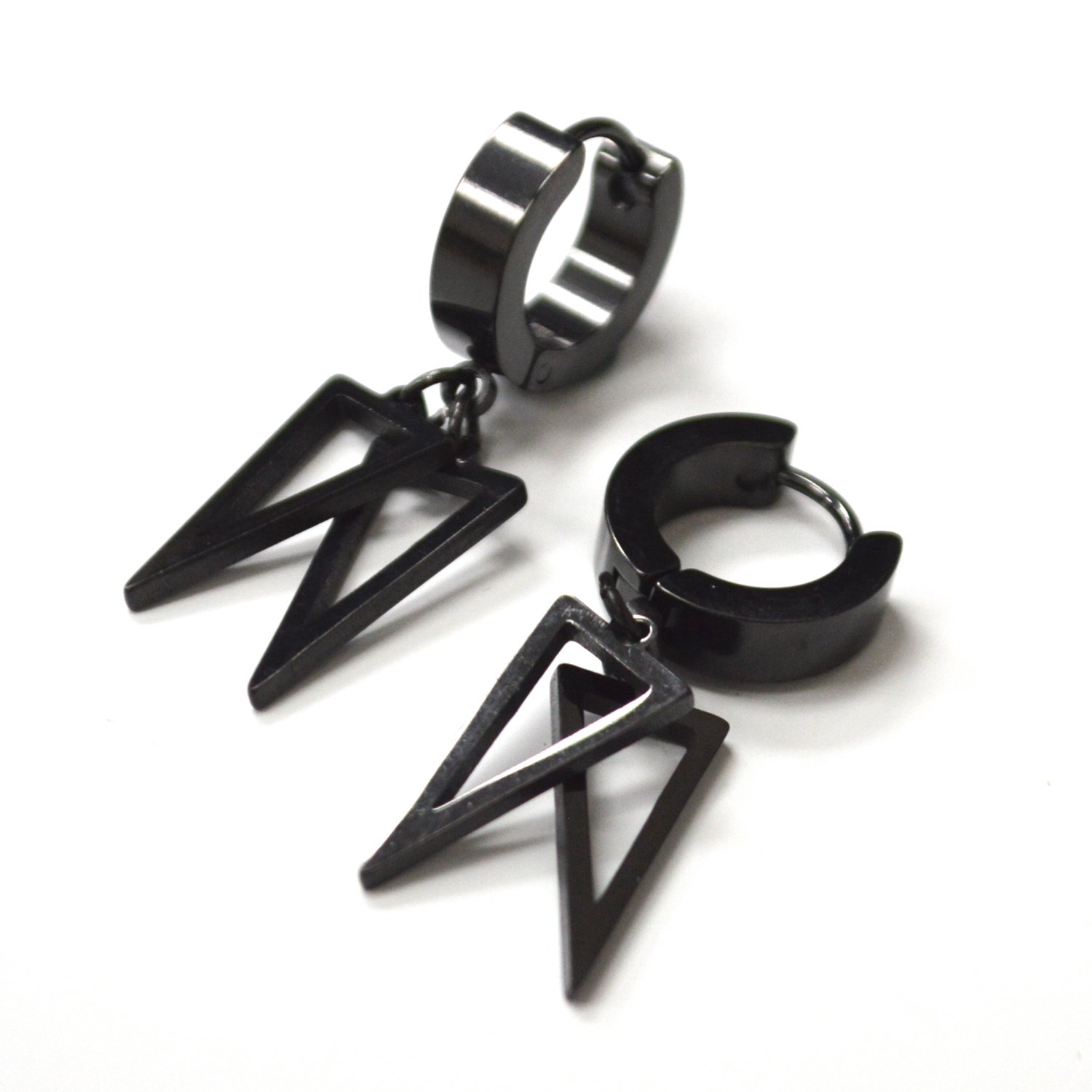 Dangling Black Plated Huggies Earring 83-885B-1