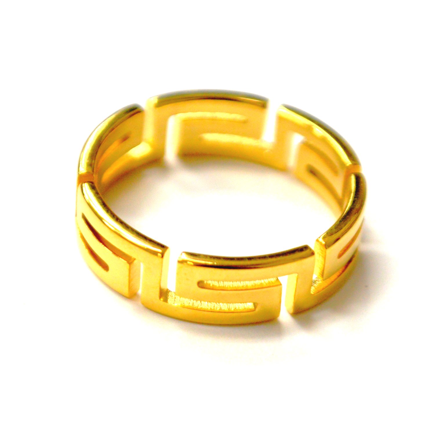 Greek Key Design Gold IP Plated Ring 81-1823G