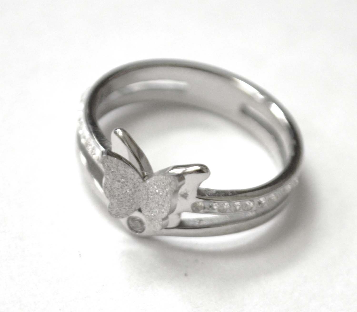 Butterfly with Stones Stainless Steel Ring 81-1531S