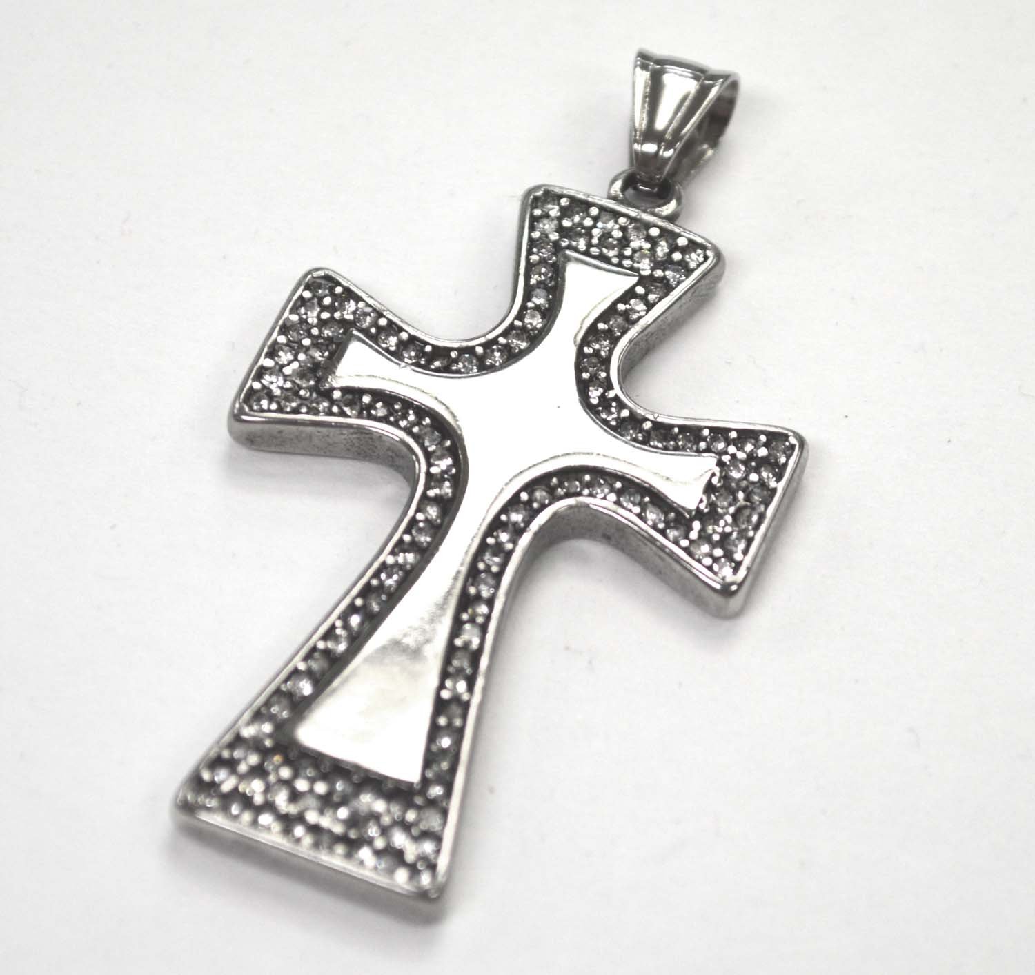 Cross with Stones Stainless Steel Pendant 86-2342