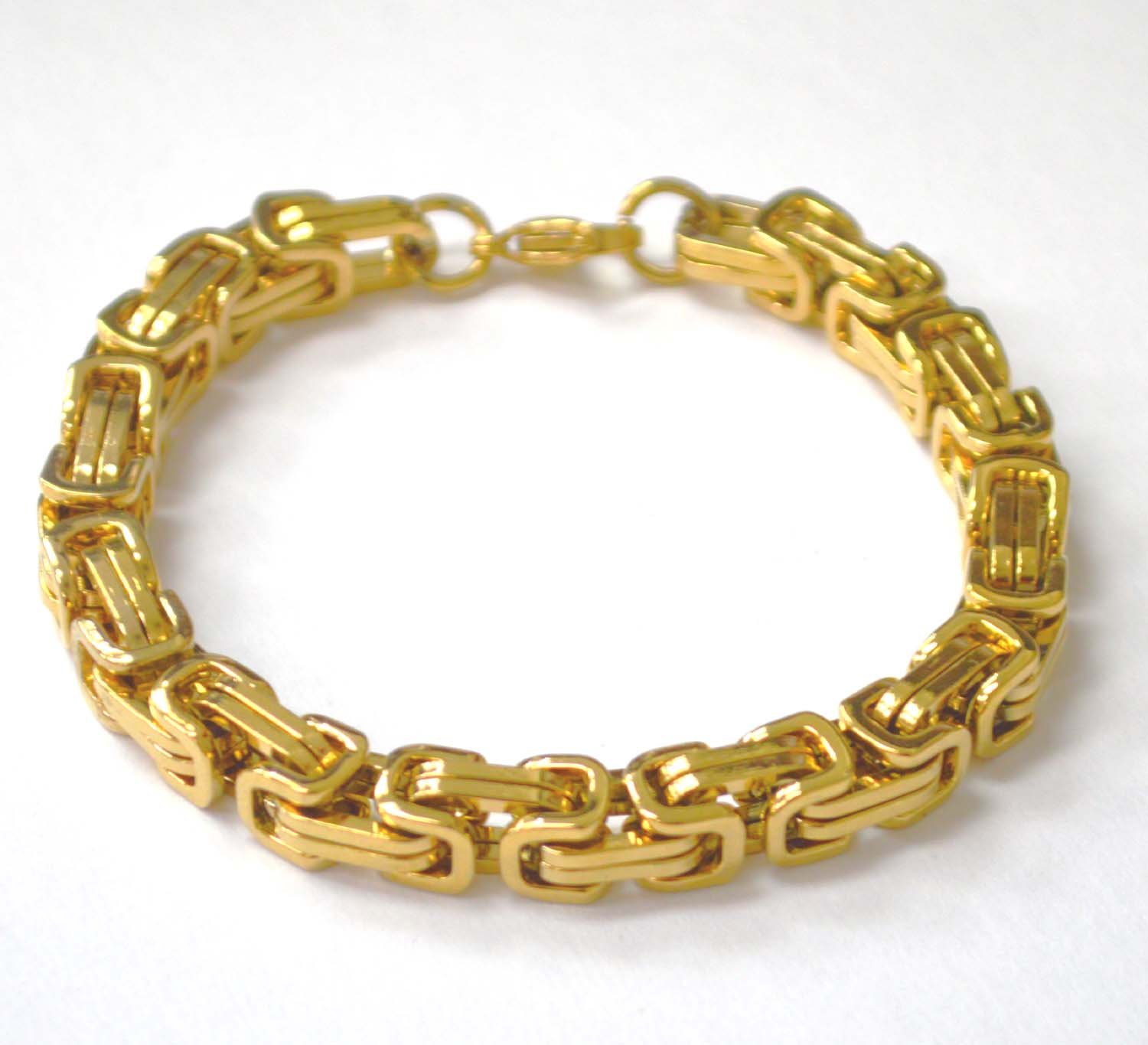 8mm Gold IP Plated Byzantine Bracelet 84-195G-8