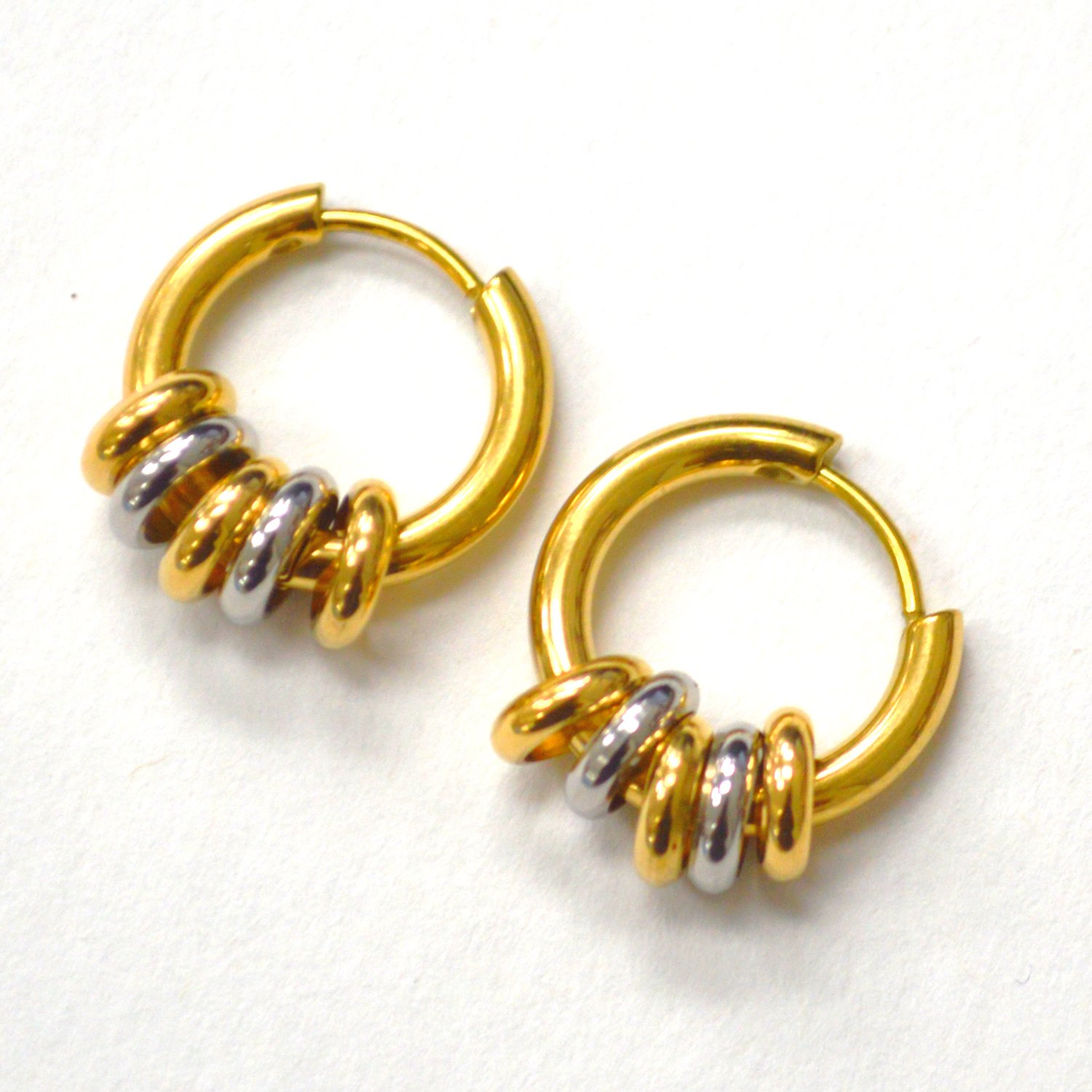 Hoops with Rings 2 Tone Gold Plated 83-925G