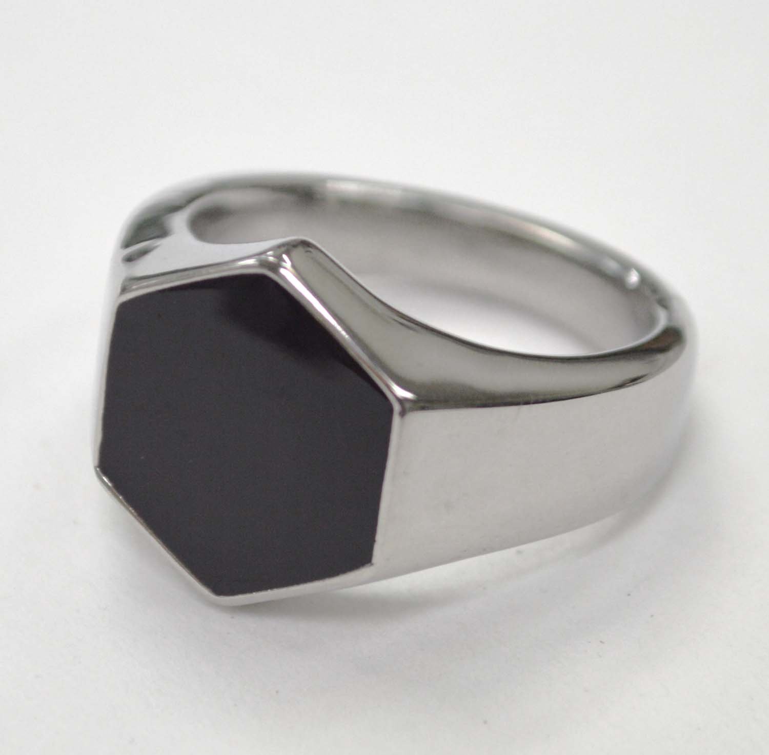 Black Stone Stainless Steel Ring 81-1443