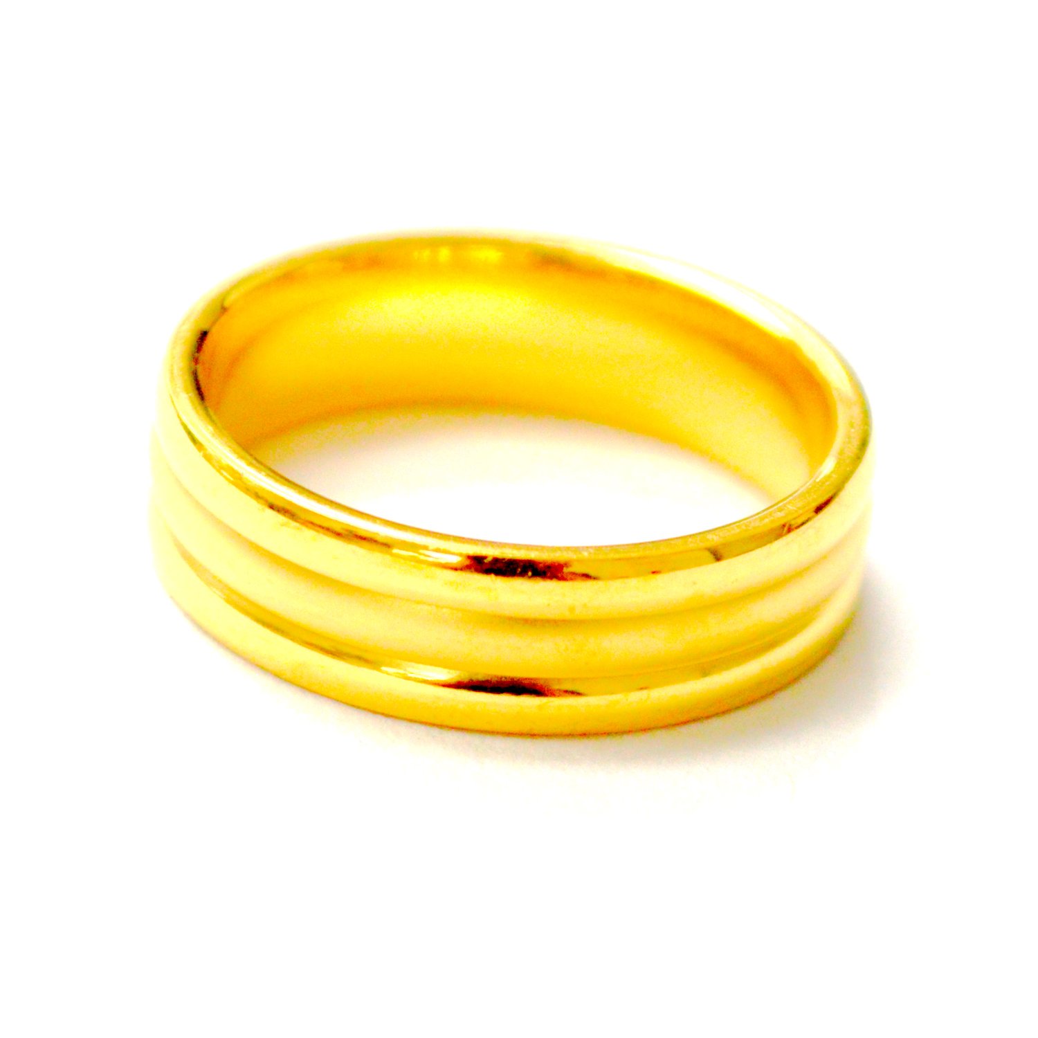 Double Groove Gold IP Plated Ring 81-1735G