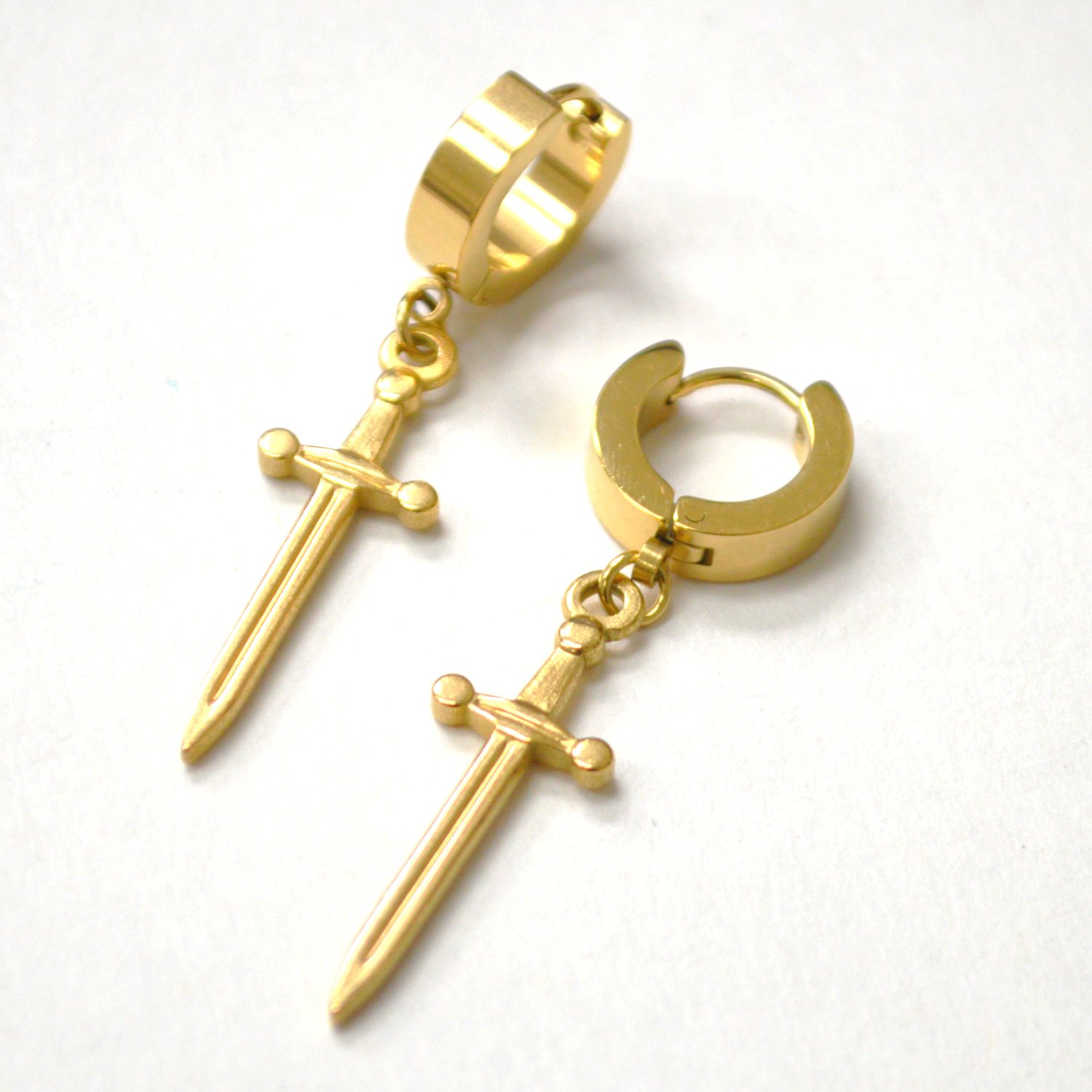 Dagger Sword Gold IP Plated Huggies 83-952G