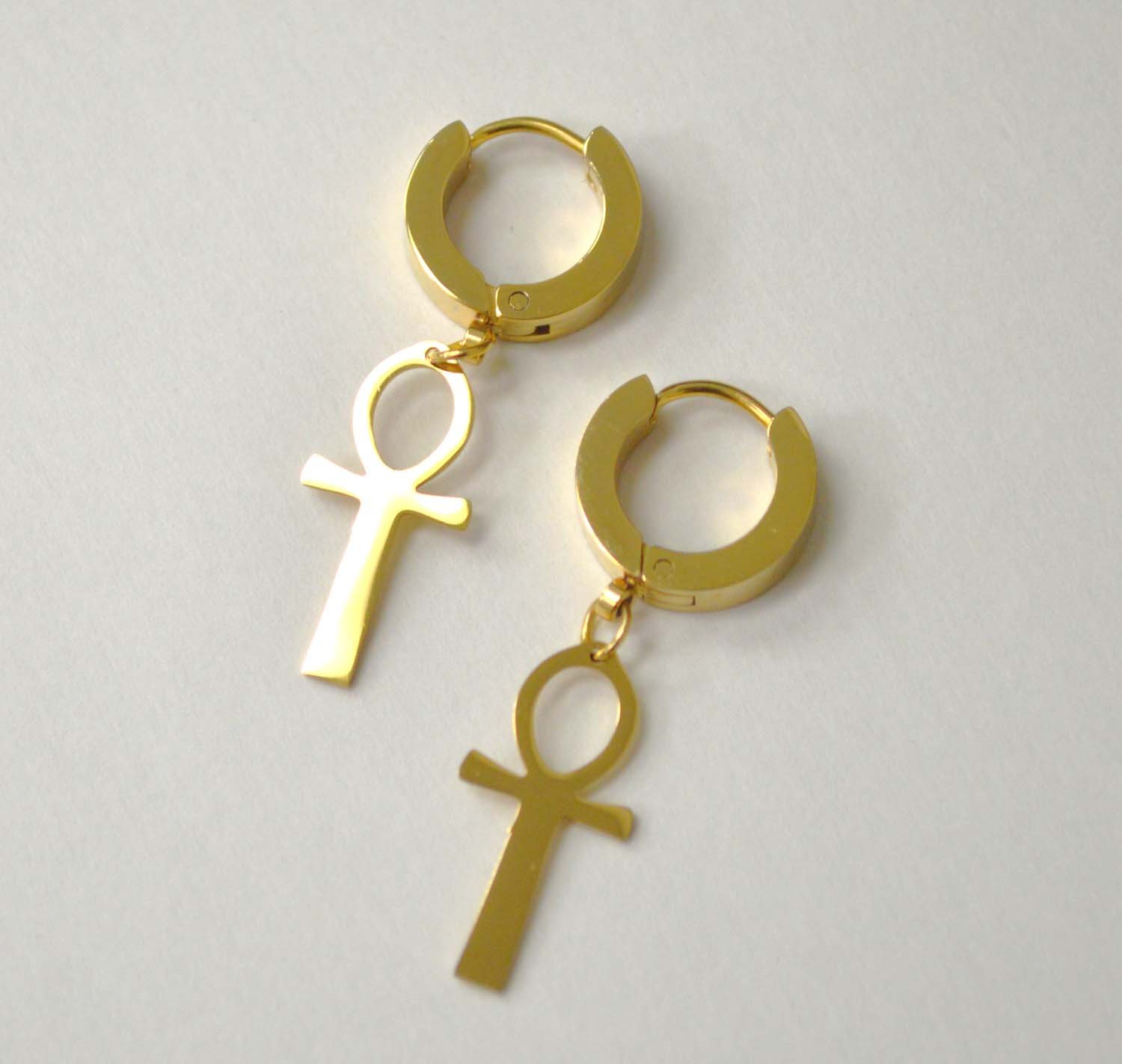 Dangling Ank Gold Plated Huggies Earring 83-764G