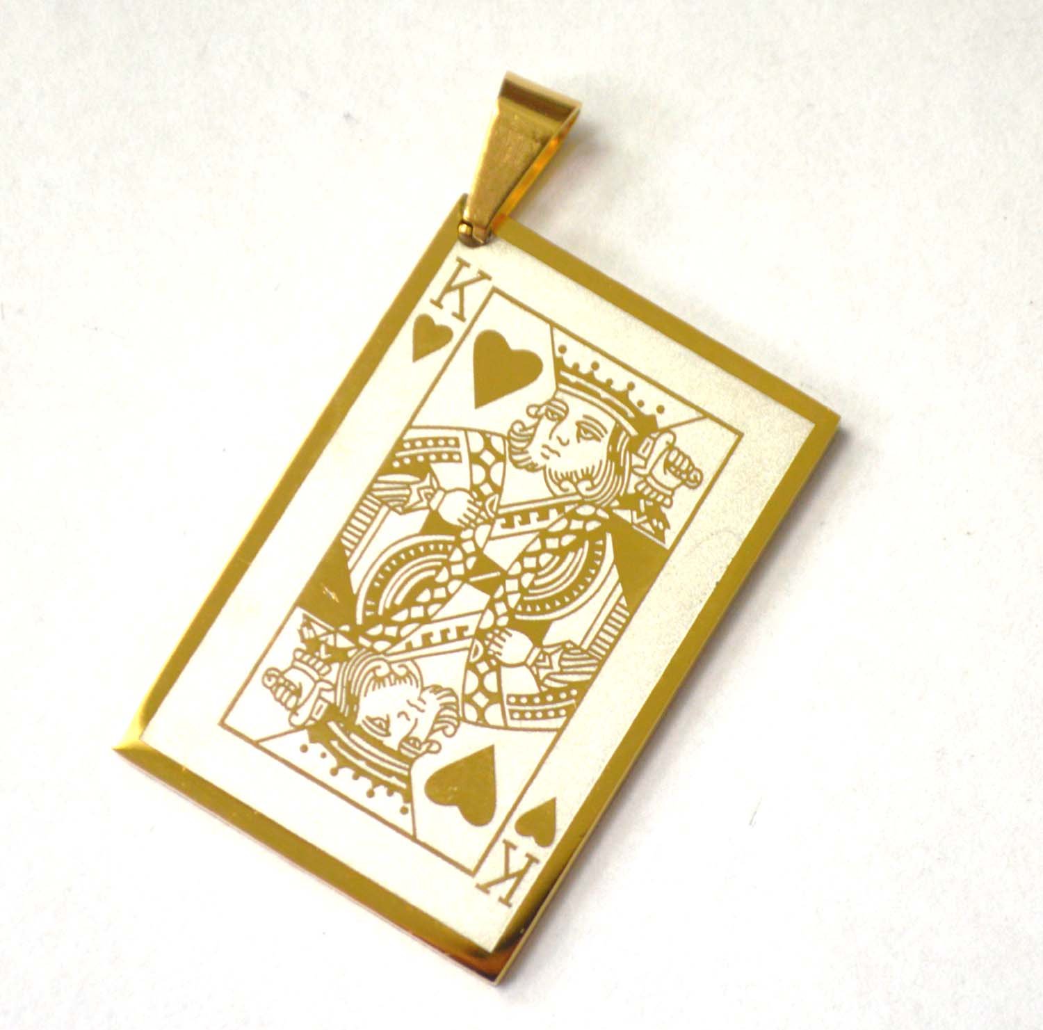 King Gold IP Plated Playing Card Pendant 86-2409G