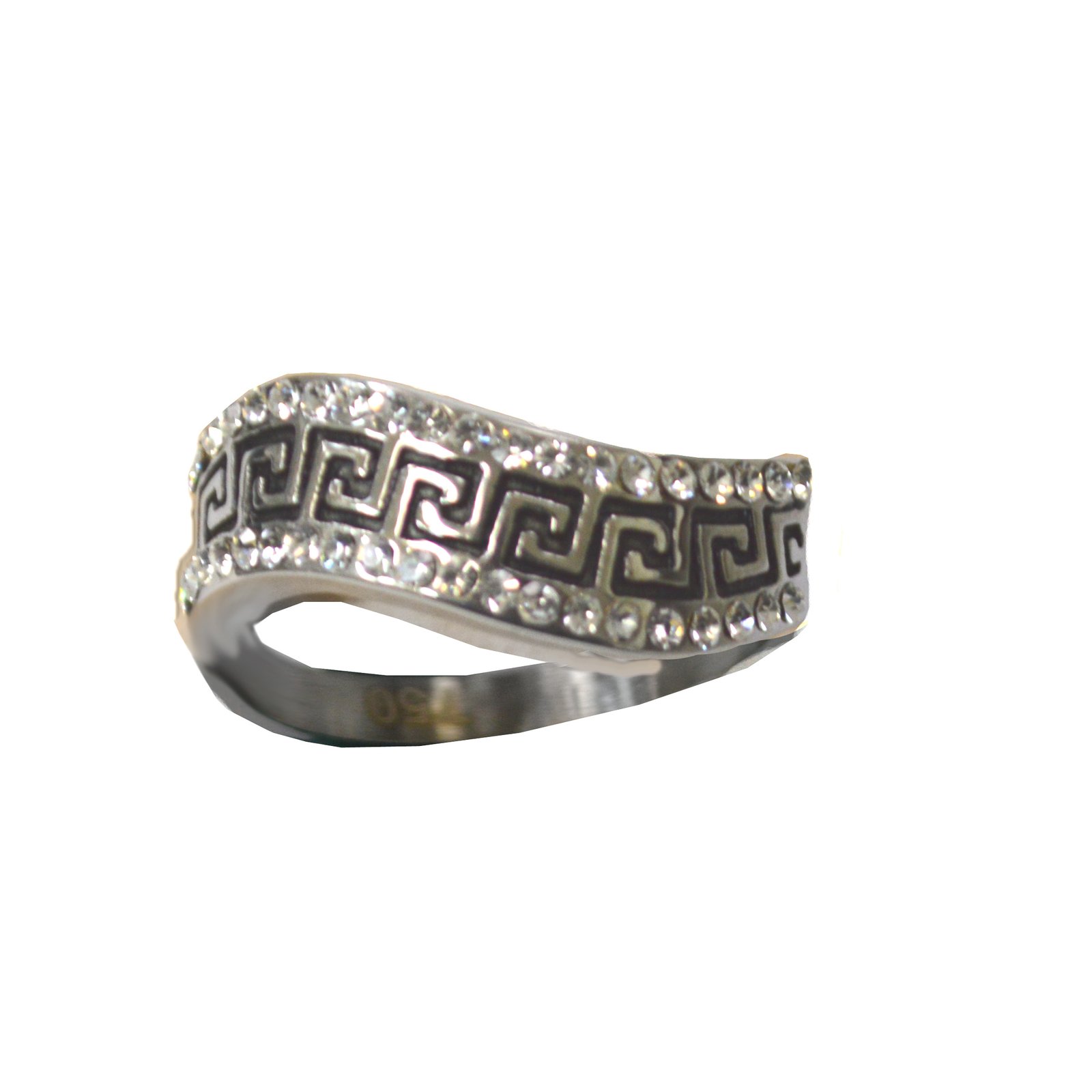 Greek Key Design with stones Ring (8mm) 81-765