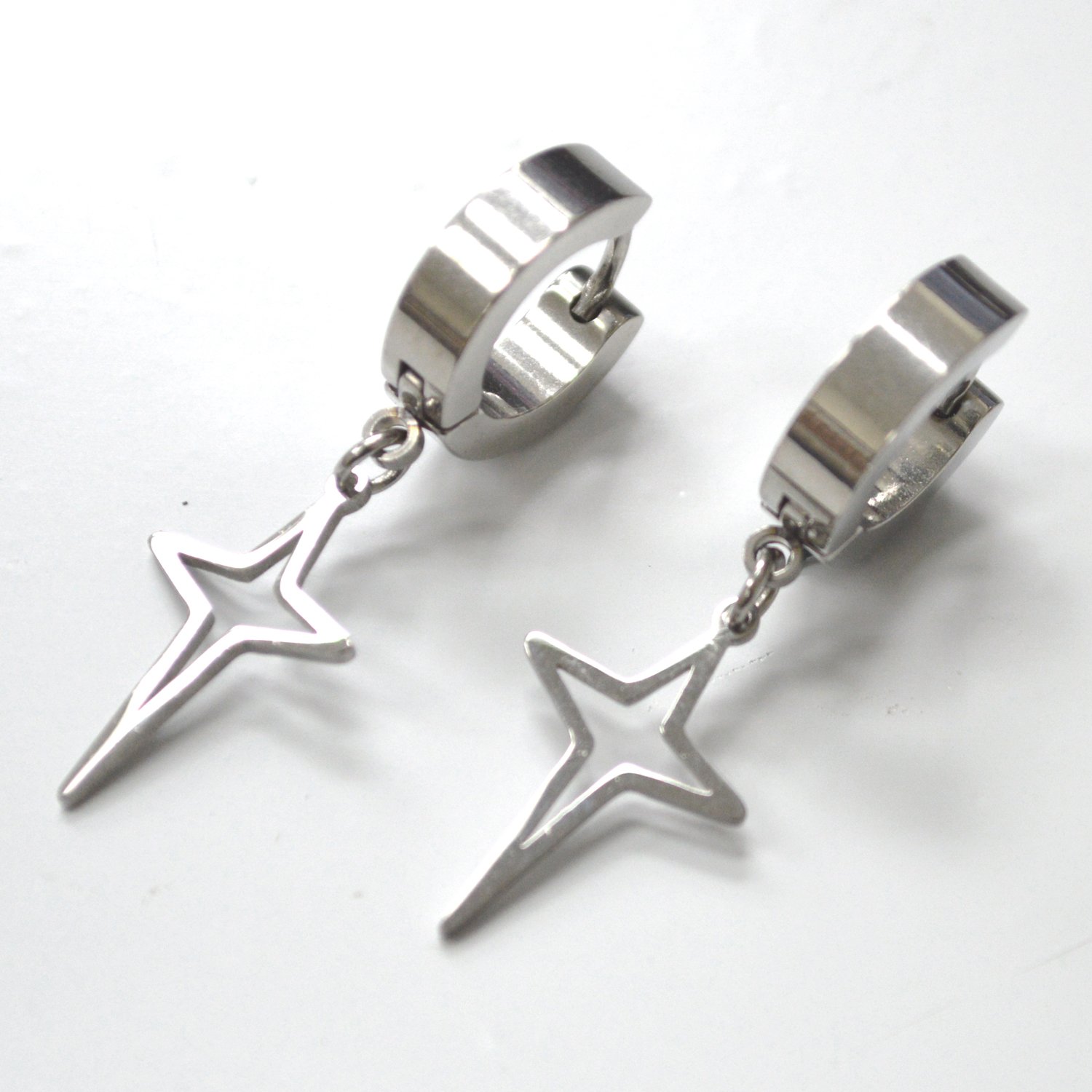 Dangling Cross Stainless Steel Huggies Earring 83-897S