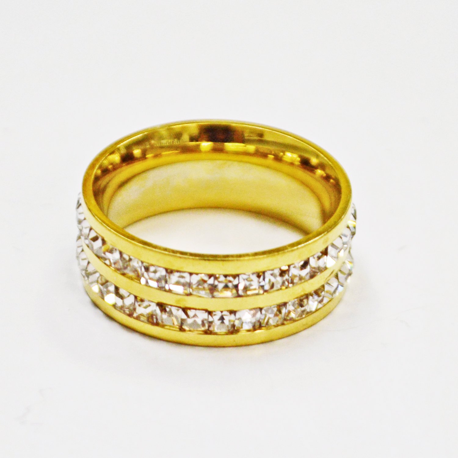 CZ Gold Plated Stainless Steel Ring  81-1301G
