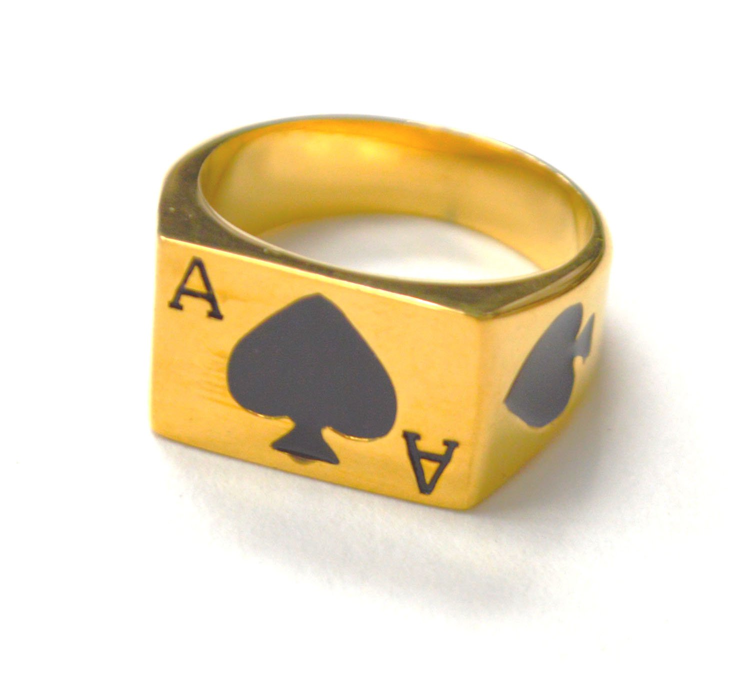 Playing Card Gold IP Plated Ring 81-1245G-1