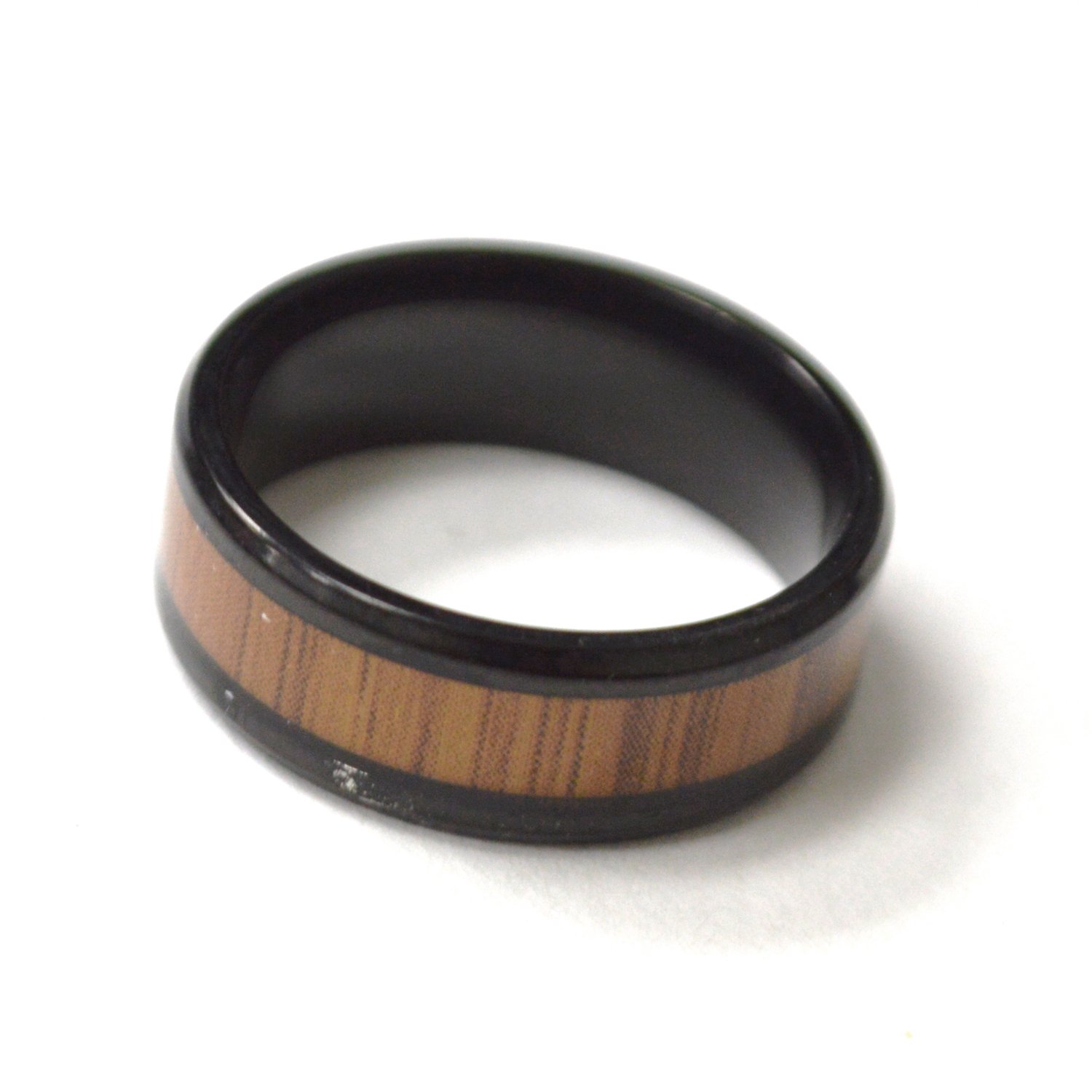 Black Wood Stainless Steel Ring 81-1358B