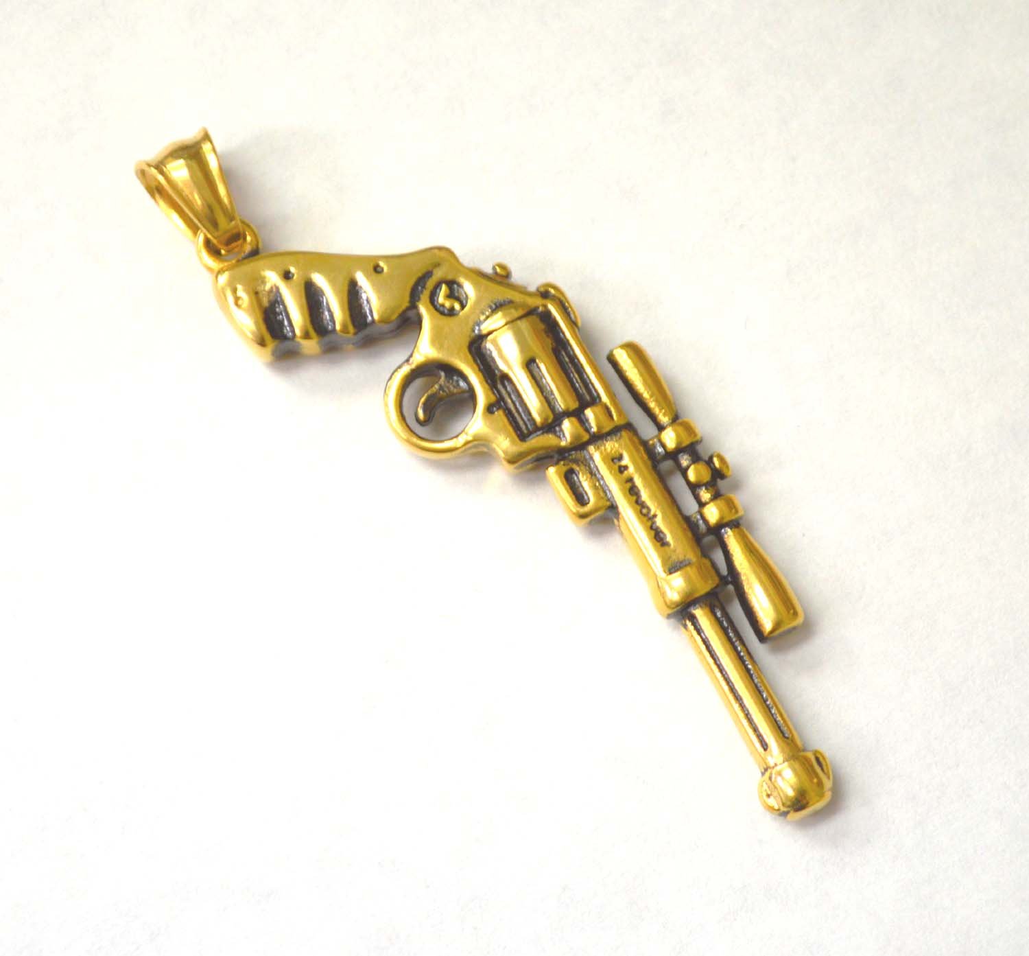 Pistol Gun Gold Plated Pendant 86-2426G