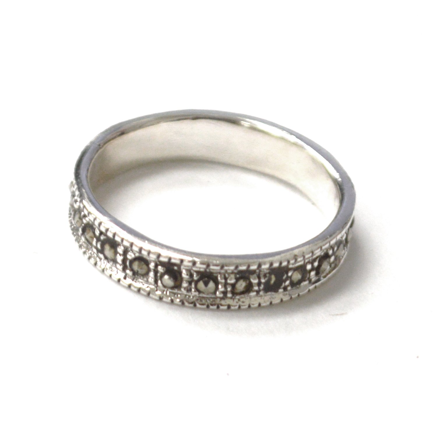 Marcasite Stone Sterling Silver Ring 51-3130
