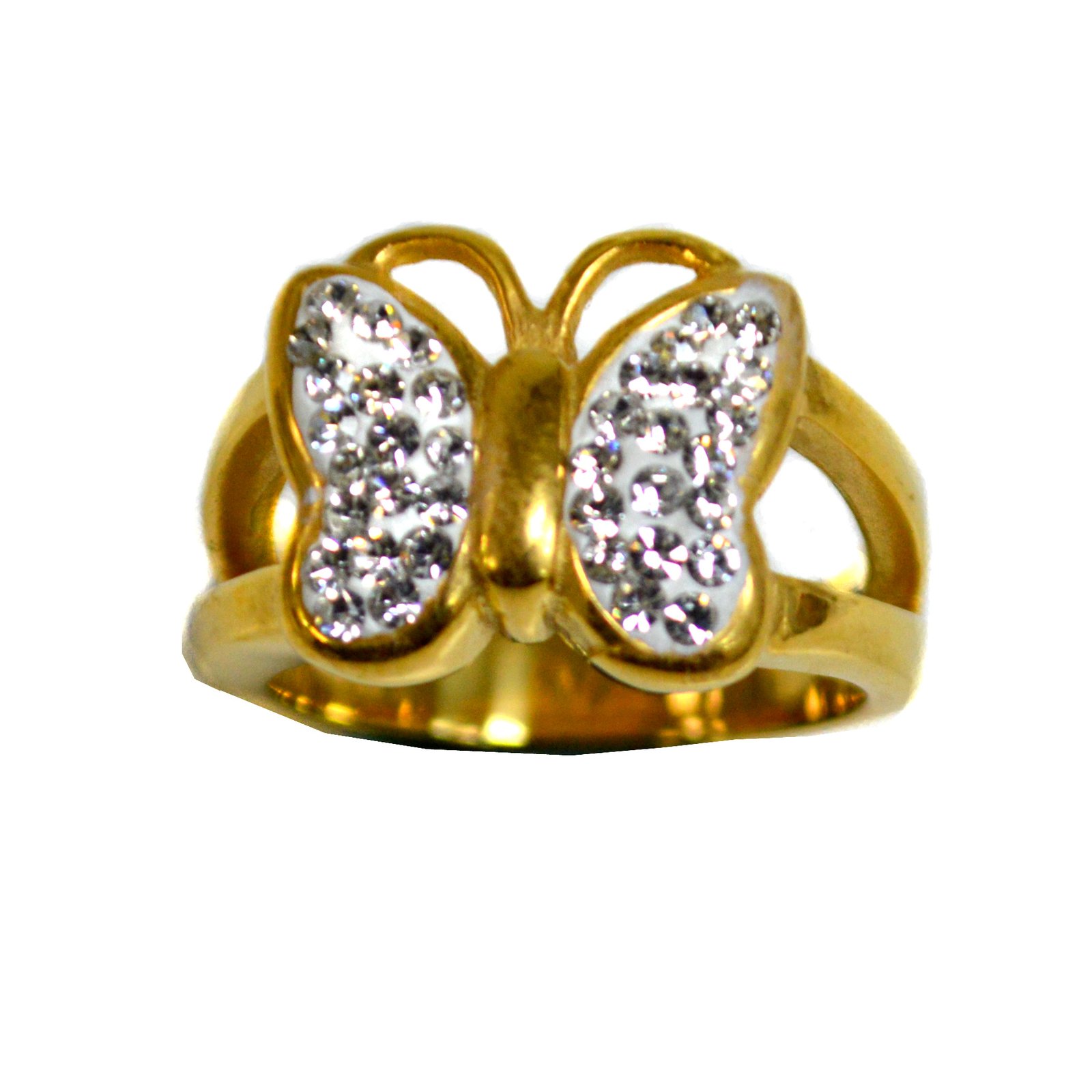 Butterfly with Stones Gold IP Plated Ring (15x14mm) 81-769